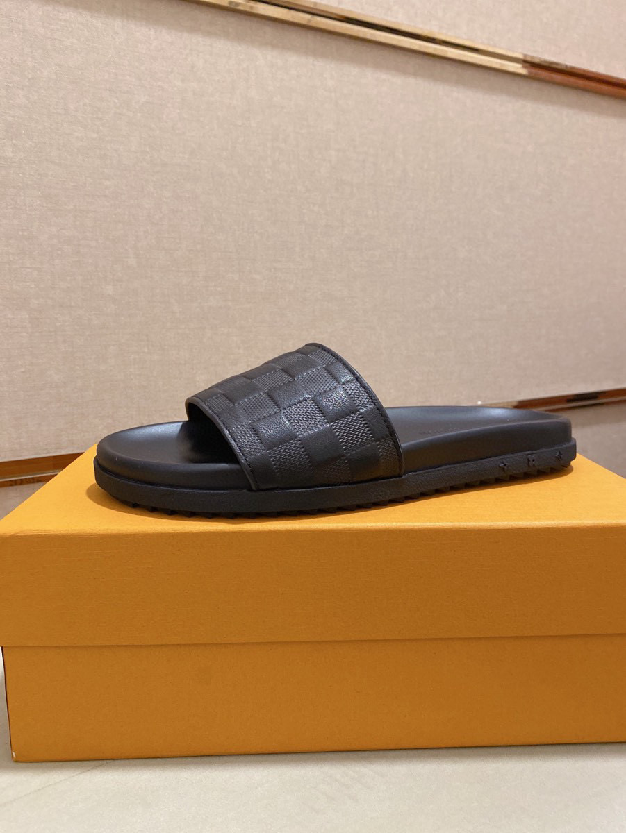 Louis Vuitton Men's Leather Slide Sandal Summer Beach Slippers Sizes 38-44