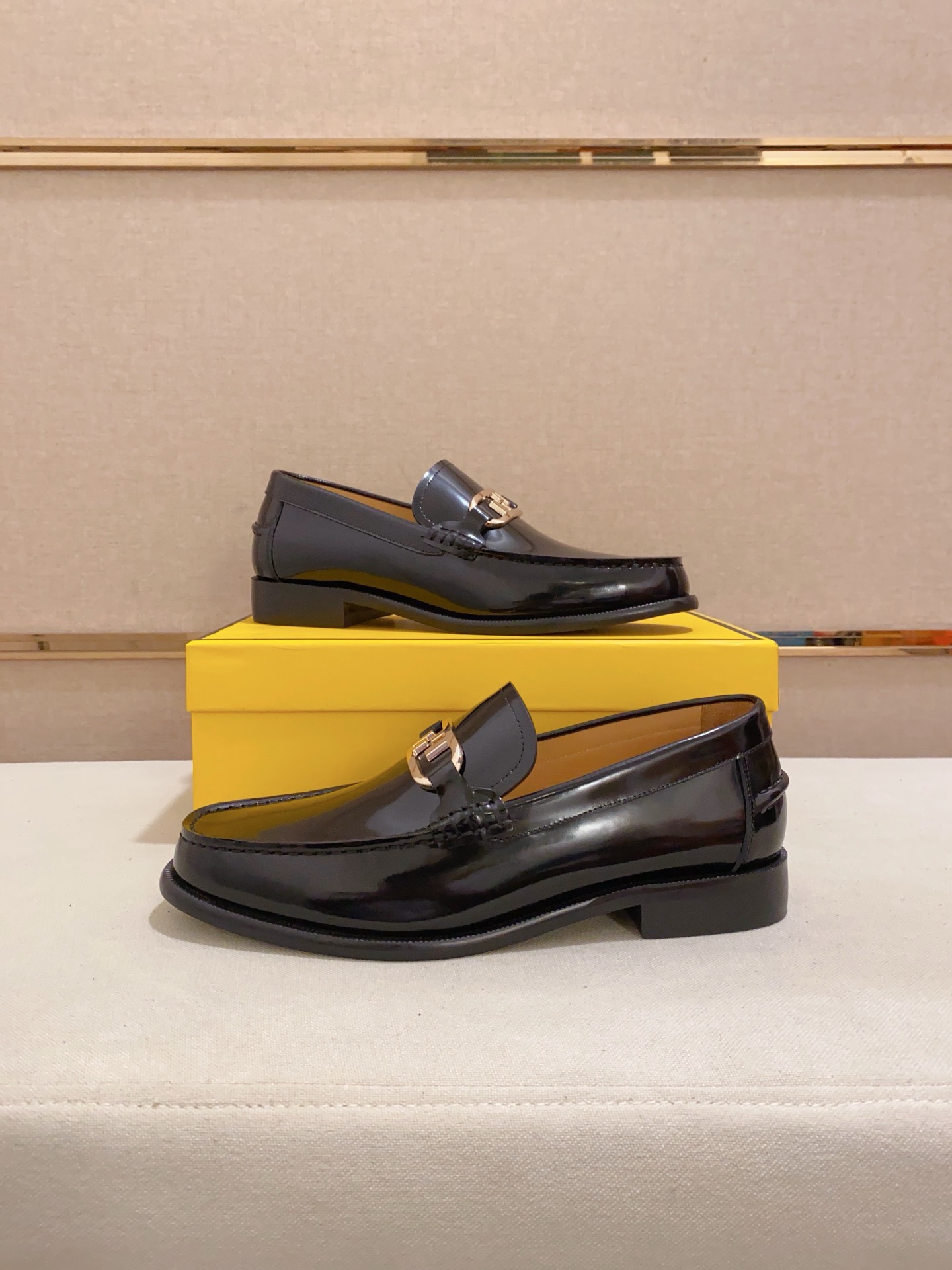 Fendi Men's Black Leather Loafers with Gold-Tone Hardware, Sizes 38-44 6 i1742033427383 1935 0 4