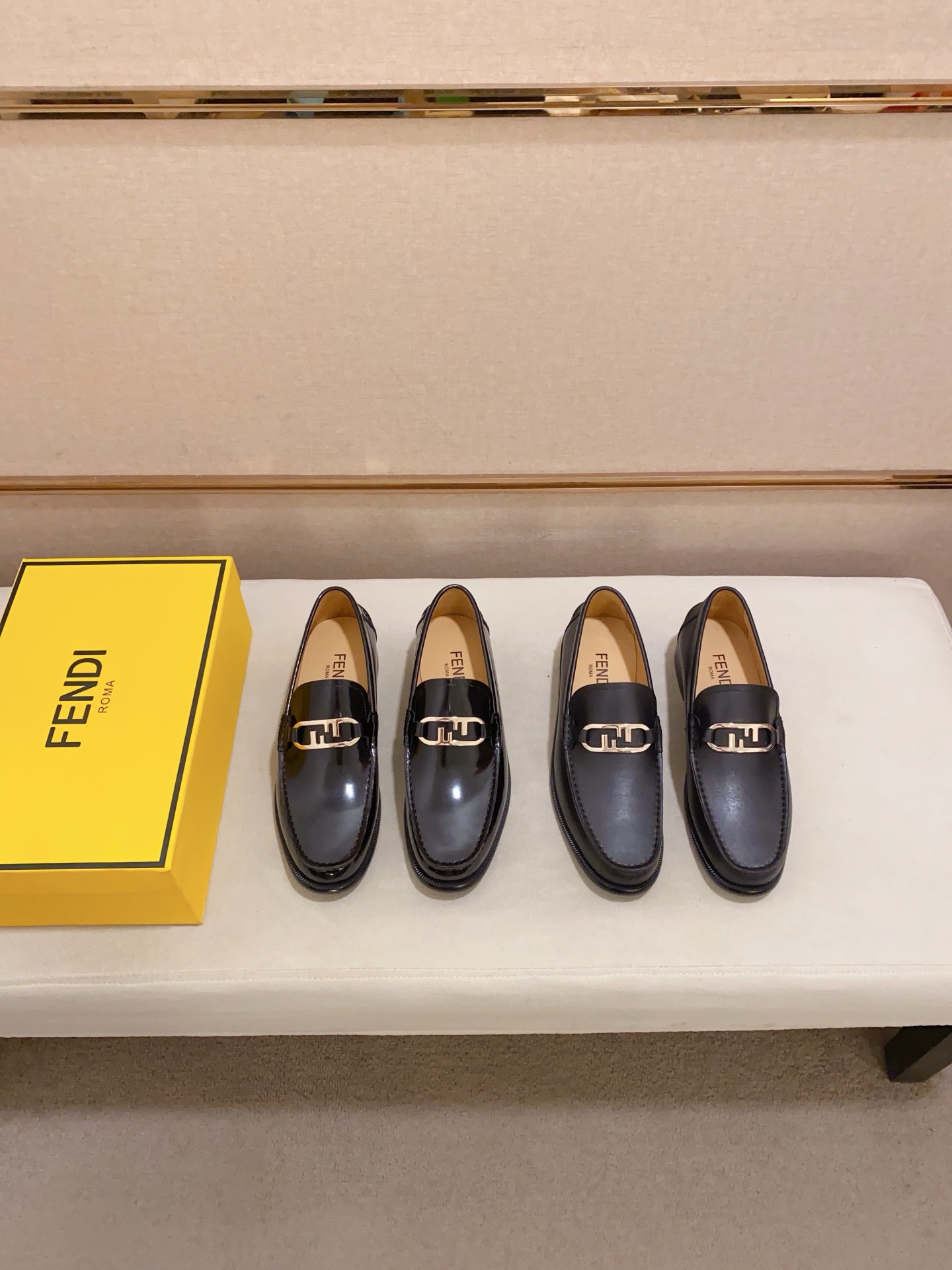 Fendi Men's Black Leather Loafers with Gold-Tone Hardware, Sizes 38-44 10 i1742033427383 4778 0 8