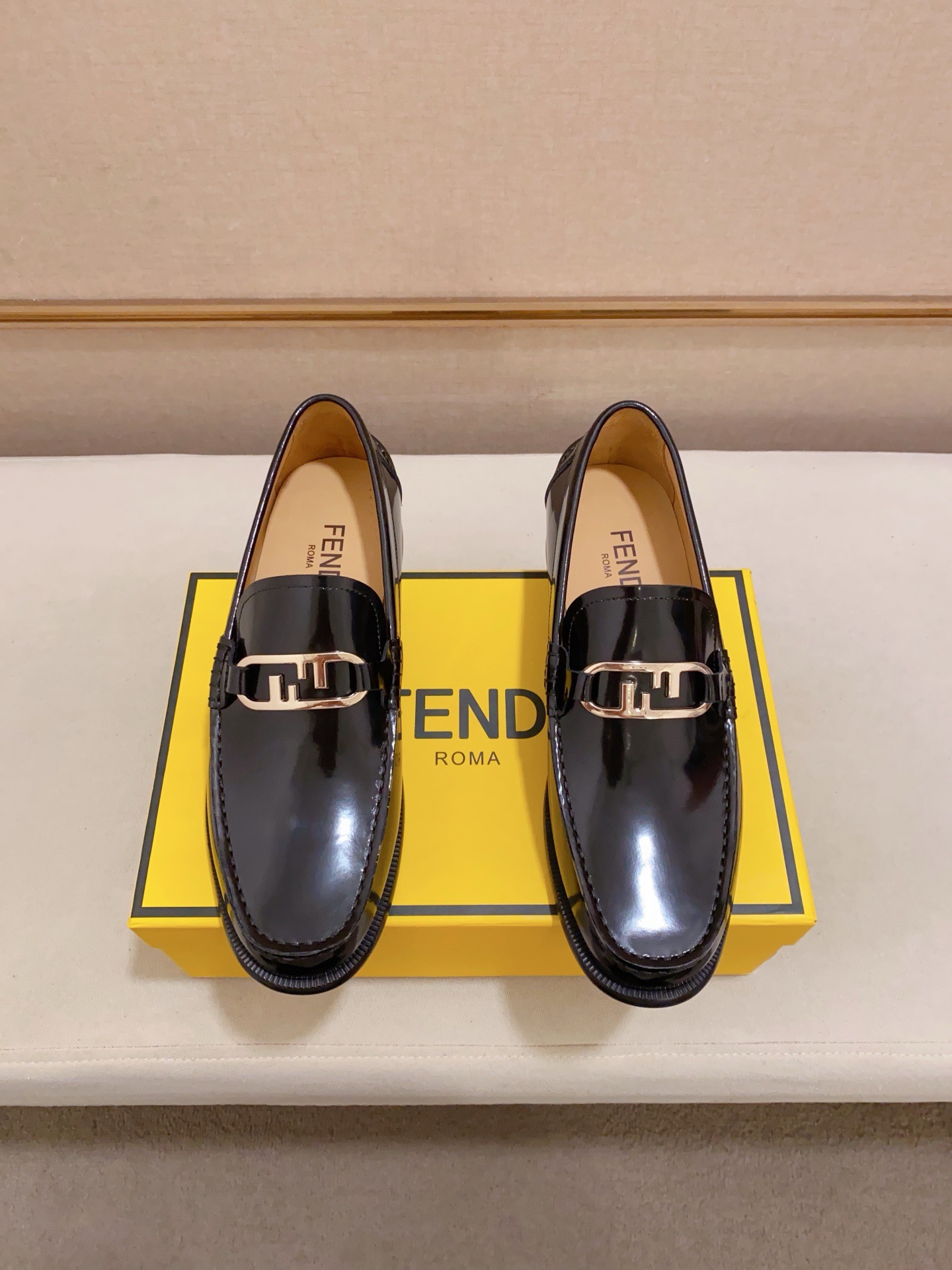 Fendi Men's Black Leather Loafers with Gold-Tone Hardware, Sizes 38-44 8 i1742033427383 5483 0 6