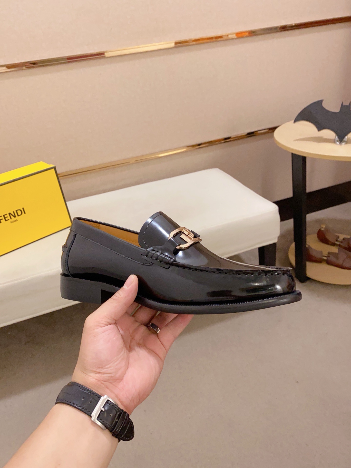 Fendi Men's Black Leather Loafers with Gold-Tone Hardware, Sizes 38-44 5 i1742033427806 6365 0 3