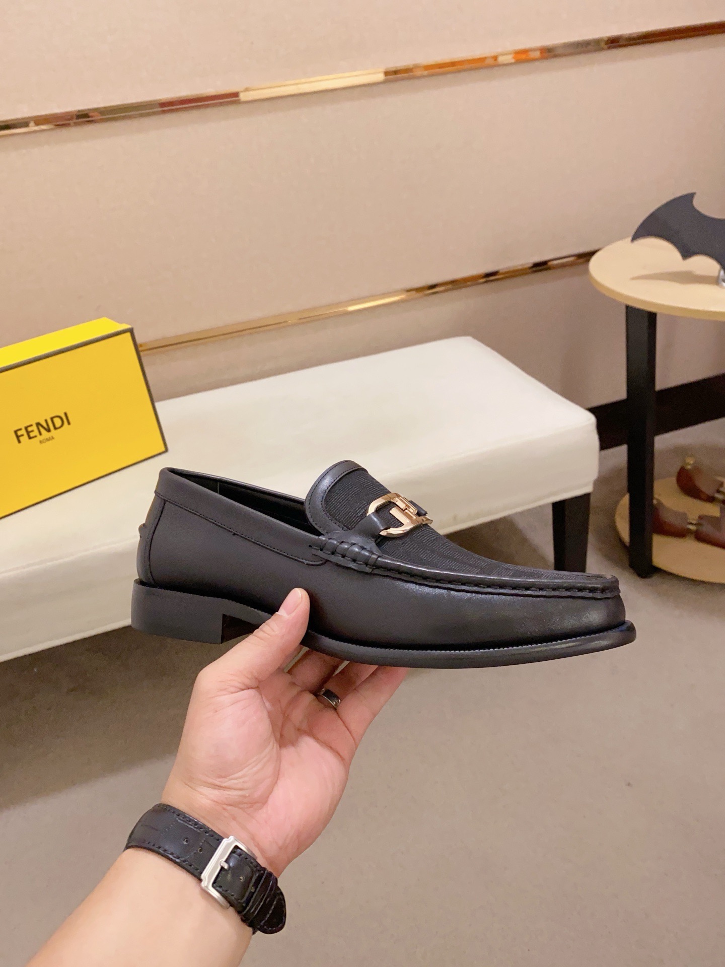 Fendi Men's Leather Loafers with Metal Hardware - New Collection 5 i1742033451468 6868 0 3