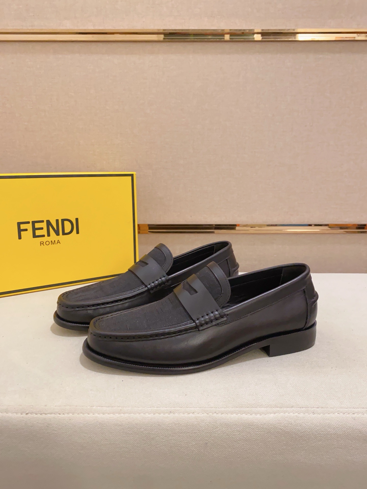 Fendi Men's Black Leather Loafers with Signature Hardware and Rubber Sole 4 i1742033507806 8642 0 2