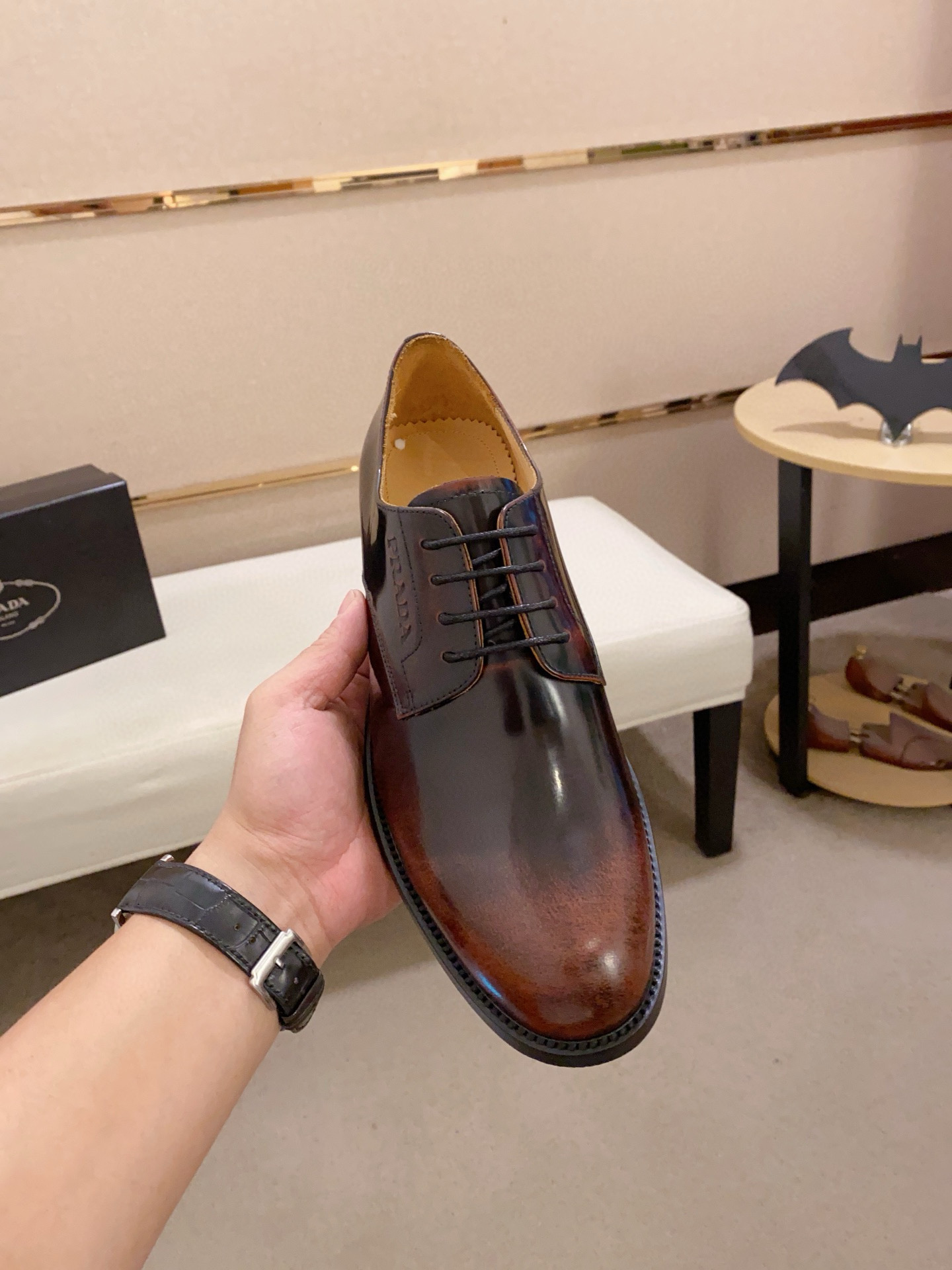 Prada Men's Leather Oxford Dress Shoes - Brown, EU 38-44, Classic Style 3 i1742109653917 803 0 1