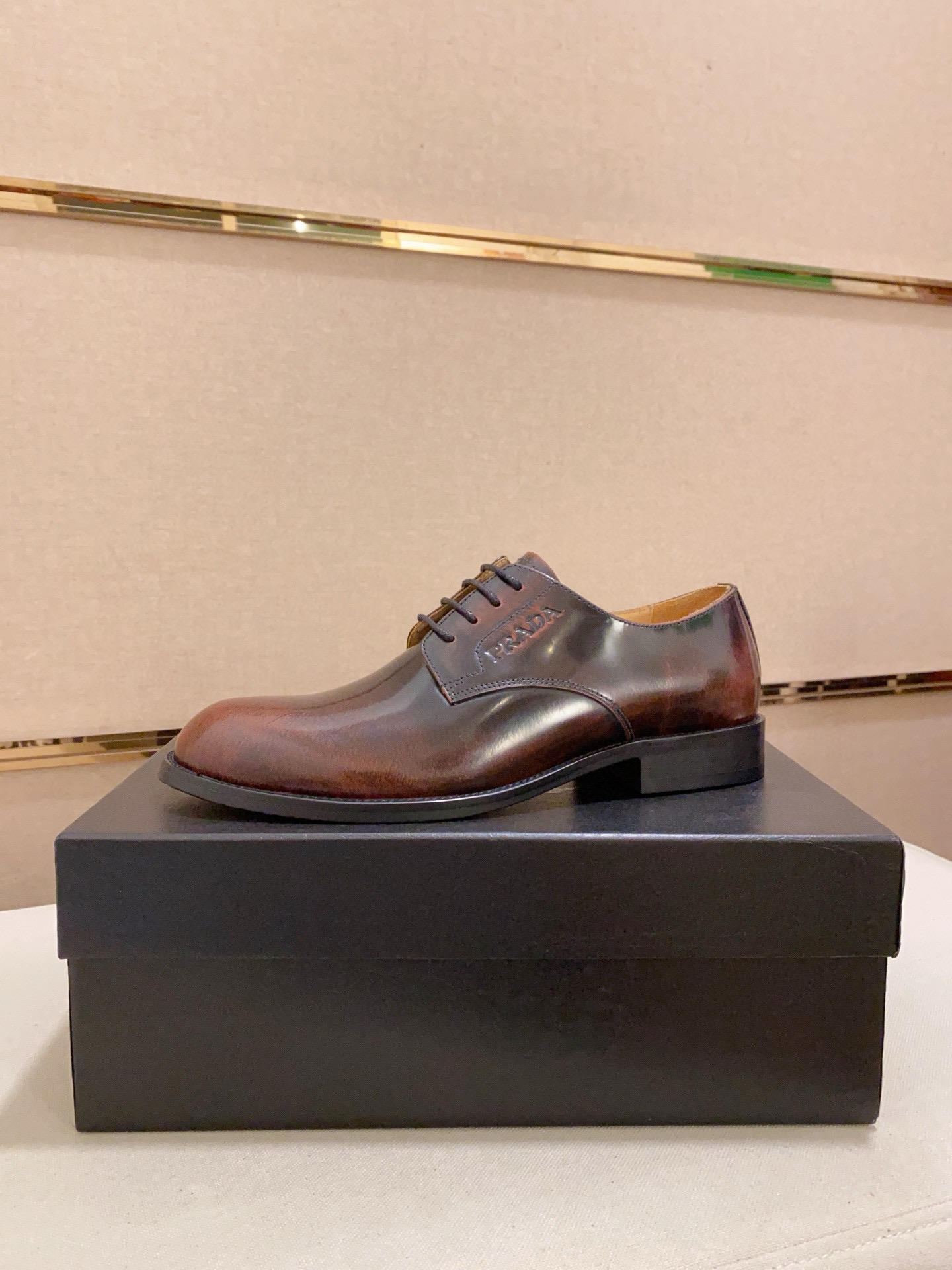 Prada Men's Leather Oxford Dress Shoes - Brown, EU 38-44, Classic Style 2 i1742109658251 7604 0 0