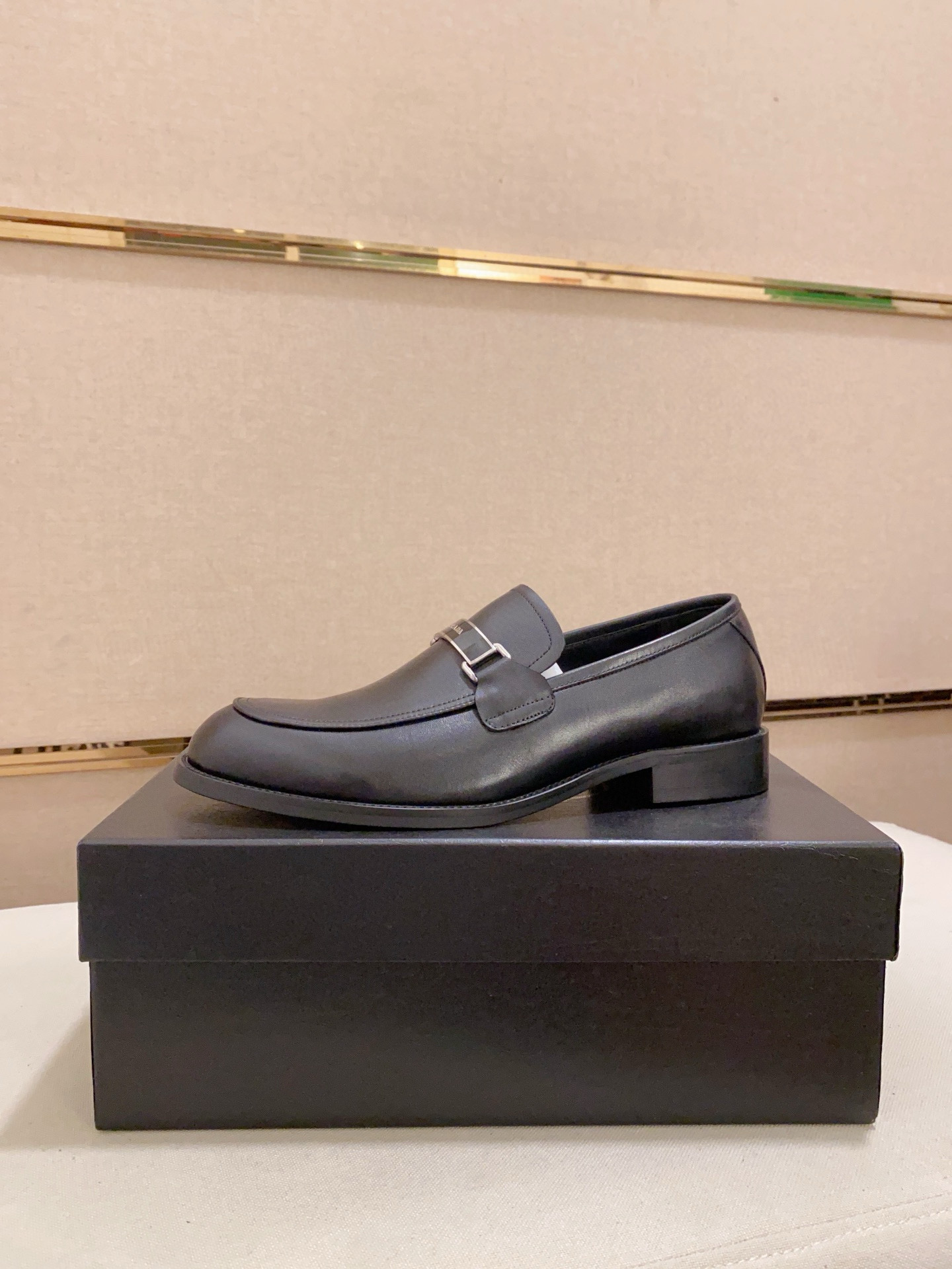 Prada Men's Leather Loafers with Metal Buckle - New Collection