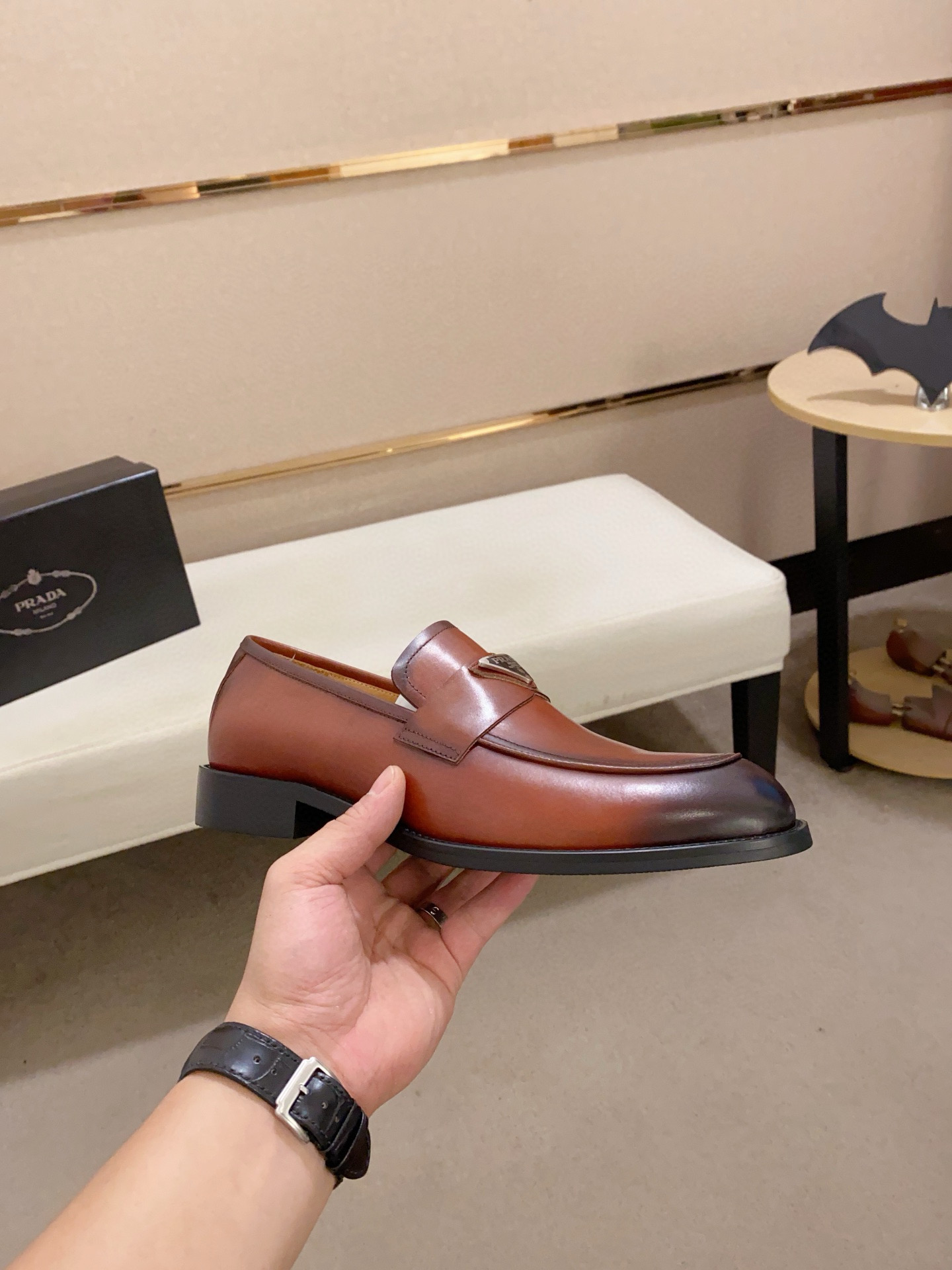 Prada Men's Brown Leather Loafers with Metal Buckle Detail - Sizes 38-44 5 i1742109897813 8801 0 3
