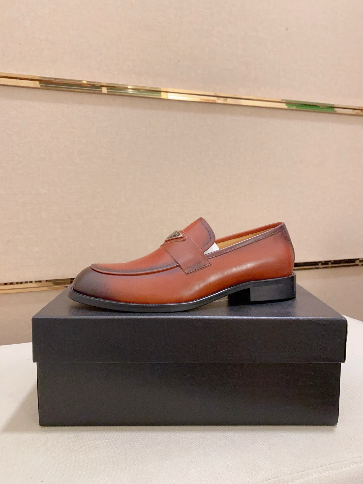 Prada Men's Brown Leather Loafers with Metal Buckle Detail - Sizes 38-44 2 i1742109897814 5376 0 0