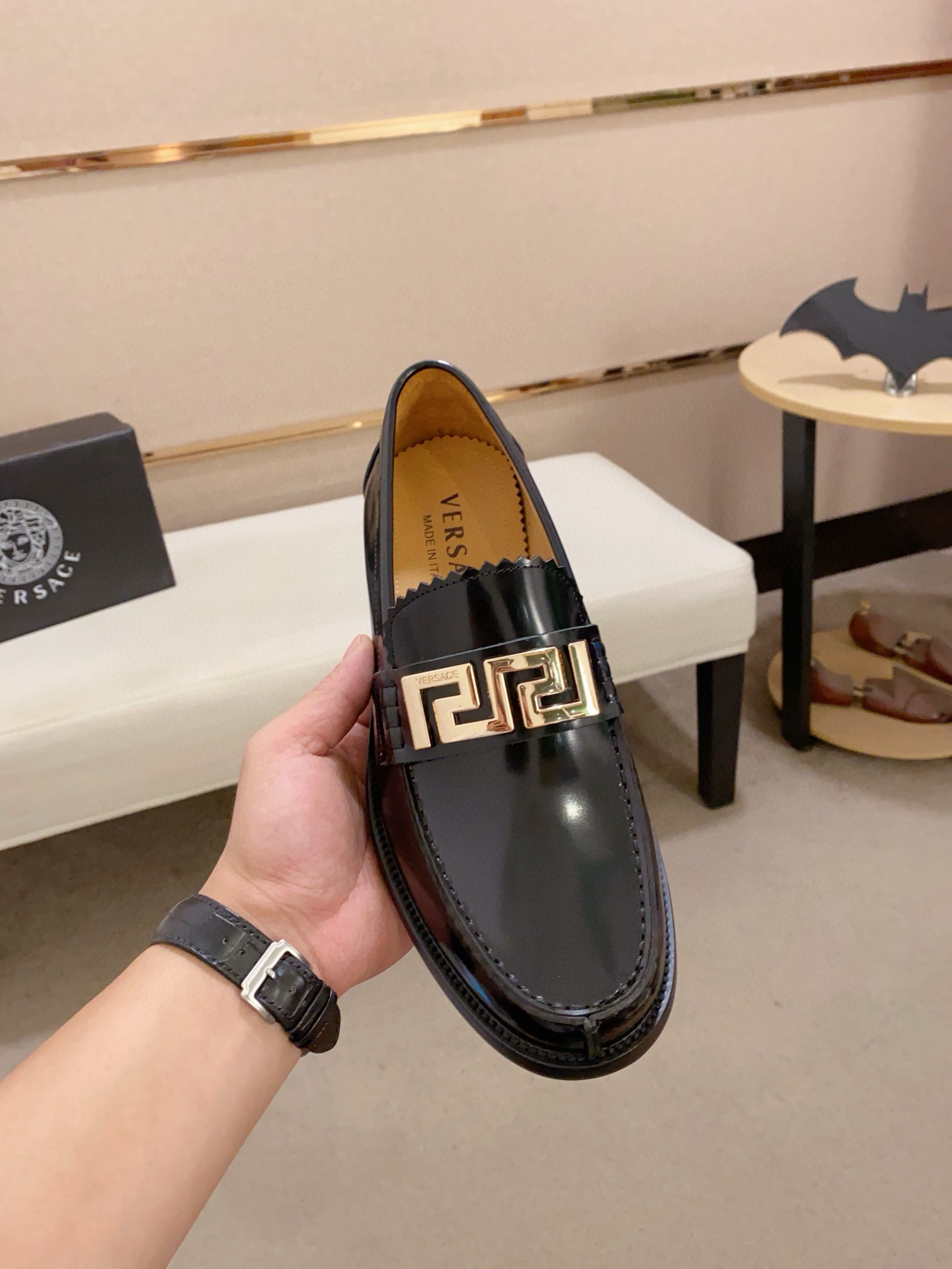 Prada Men's Black Leather Loafers with Gold-Tone Hardware, Sizes 38-44 3 i1742109944086 2539 0 1