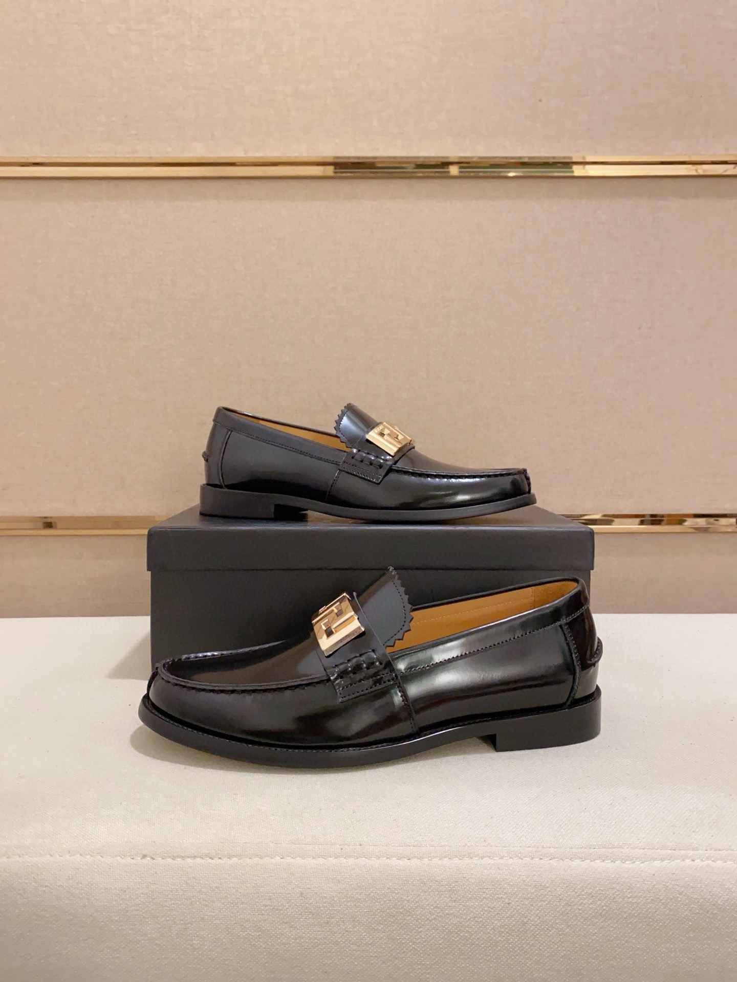 Prada Men's Black Leather Loafers with Gold-Tone Hardware, Sizes 38-44 7 i1742109950172 2279 0 5