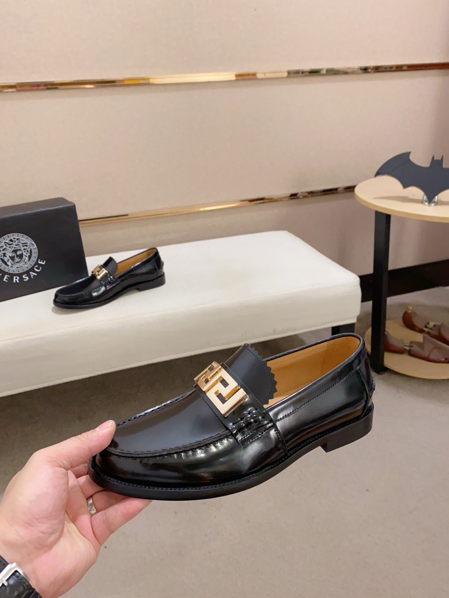 Prada Men's Black Leather Loafers with Gold-Tone Hardware, Sizes 38-44 4 i1742109950172 6907 0 2