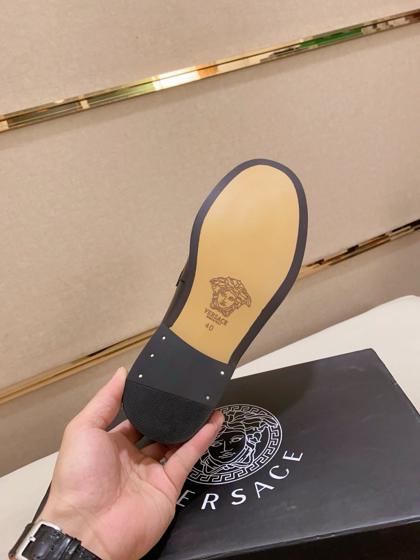 Prada Men's Black Leather Loafers with Gold-Tone Hardware, Sizes 38-44 9 i1742109950175 2696 0 7