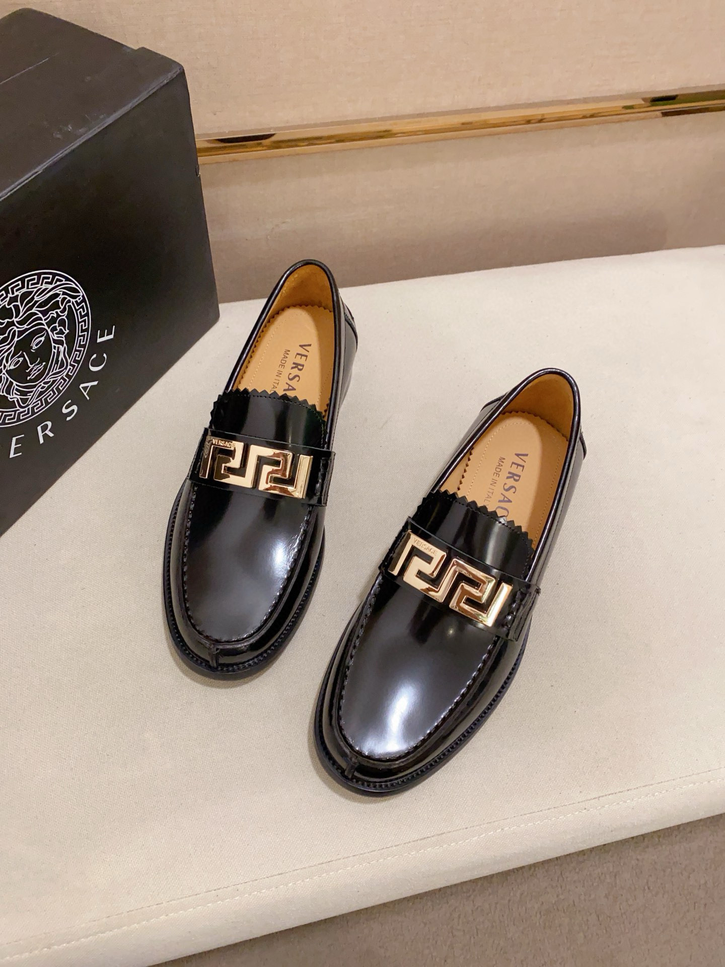 Prada Men's Black Leather Loafers with Gold-Tone Hardware, Sizes 38-44 6 i1742109950175 439 0 4