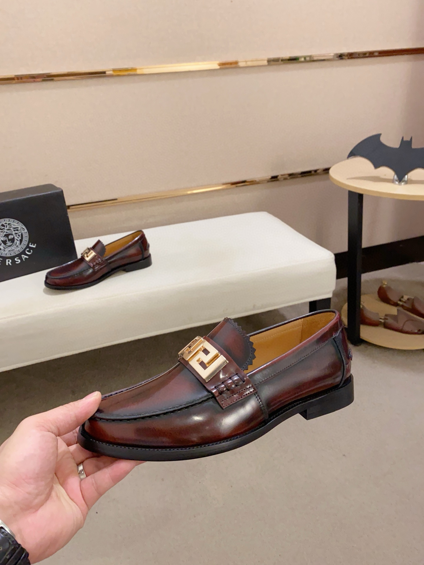 Fendi Men's Brown Leather Loafers with Gold-Tone Hardware, Size 38-44 4 i1742109984570 7956 0 2