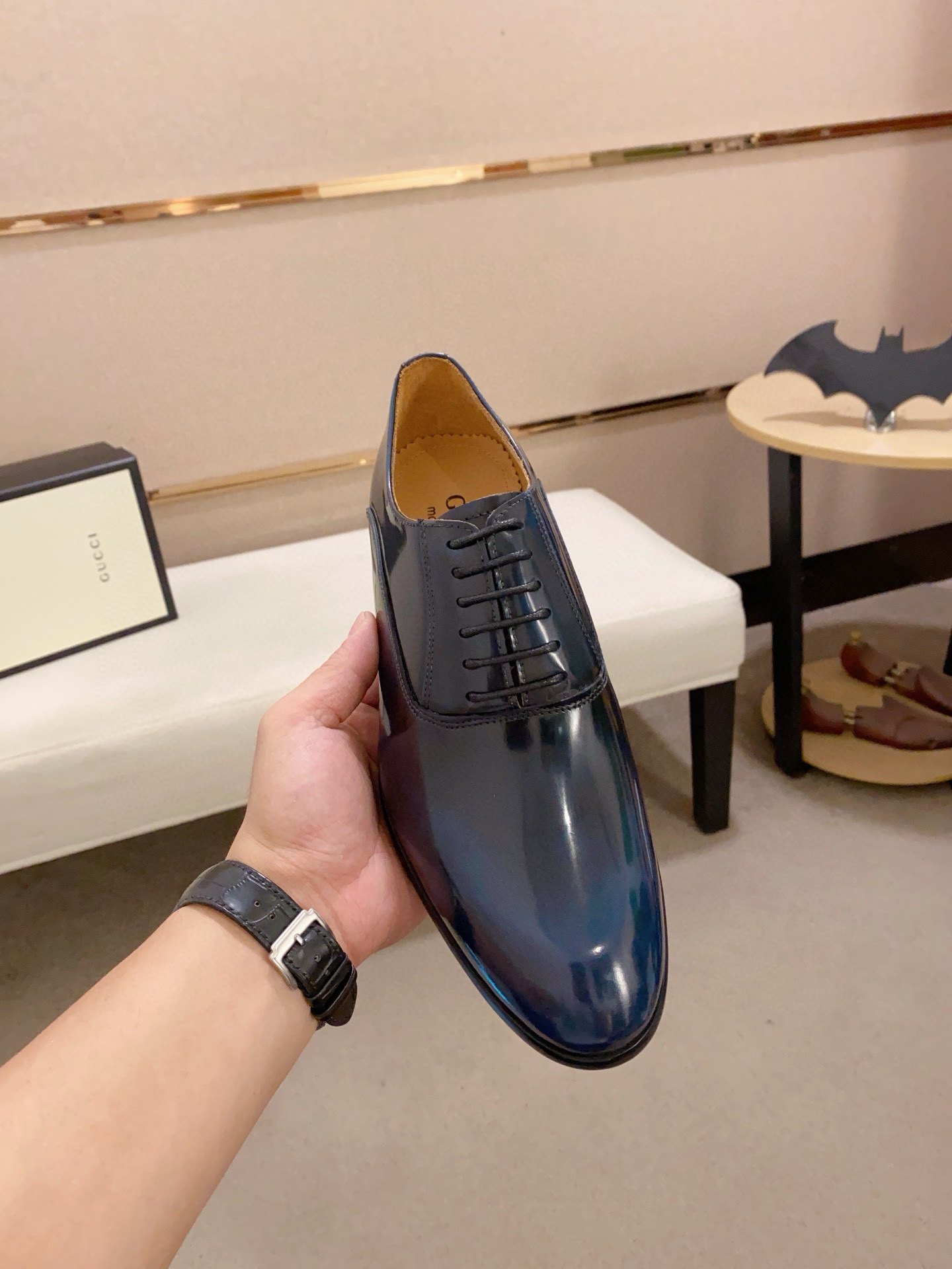 Gucci Men's Leather Oxford Dress Shoes - Blue, Sizes 38-44 Available 3 i1742110197213 6333 0 1