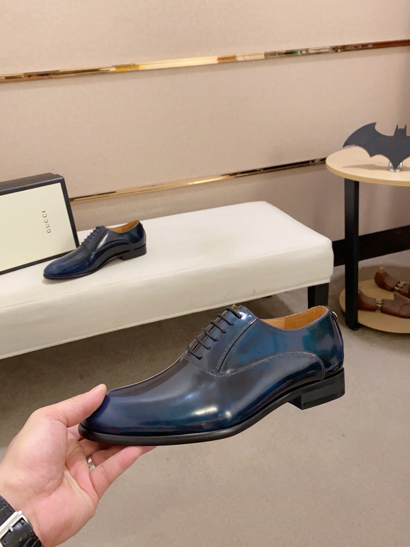 Gucci Men's Leather Oxford Dress Shoes - Blue, Sizes 38-44 Available 4 i1742110197213 6715 0 2