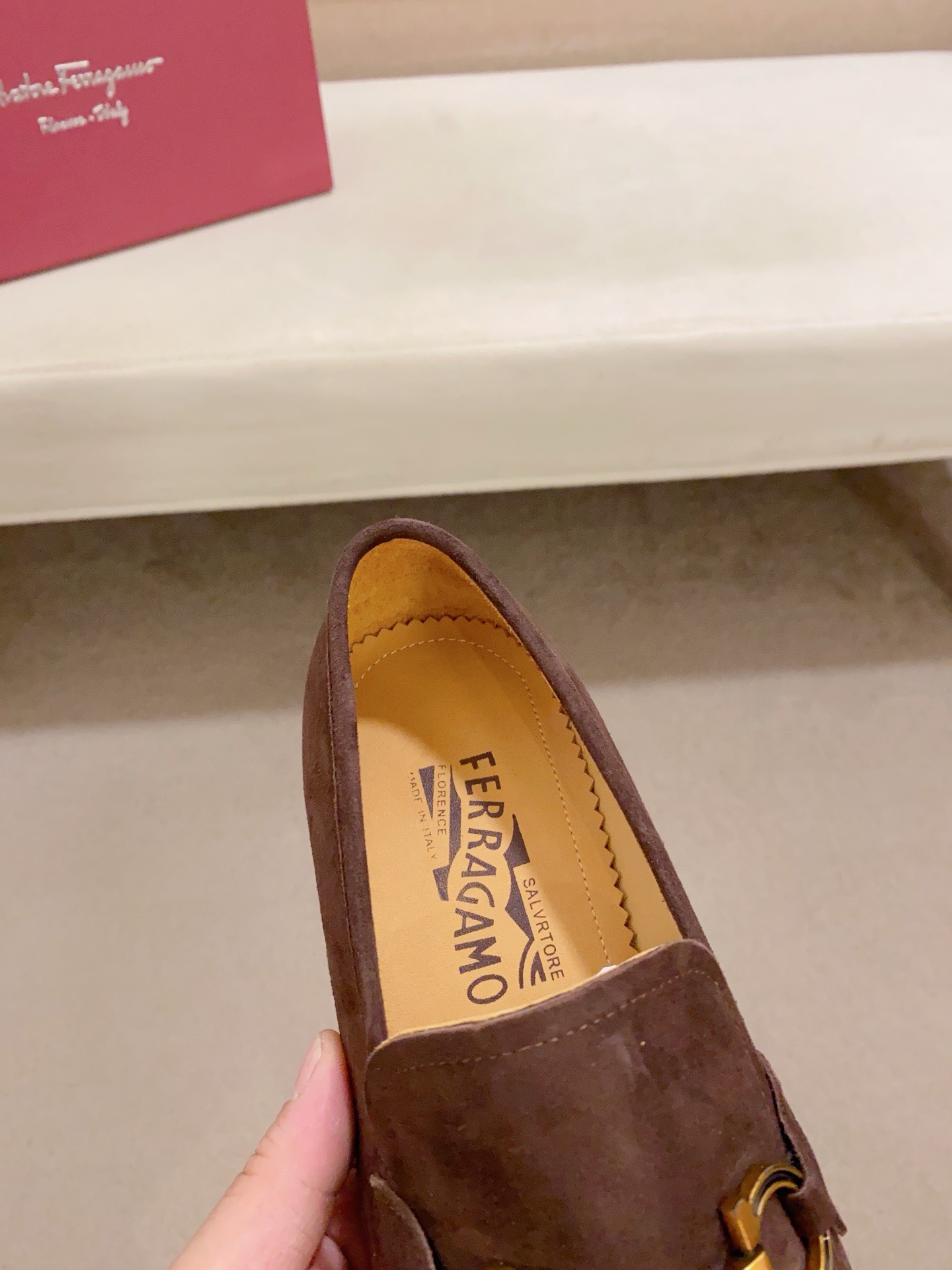 Ferragamo Men's Brown Suede Loafers with Golden Buckle Detail, Size 38-44 7 i1742110539410 2612 0 5