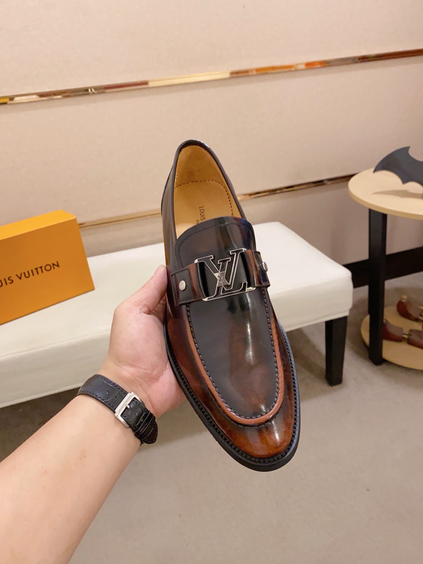 LOUIS VUITTON Men's Leather Loafers with Iconic Buckle Detail 3 i1742110847579 1194 0 1