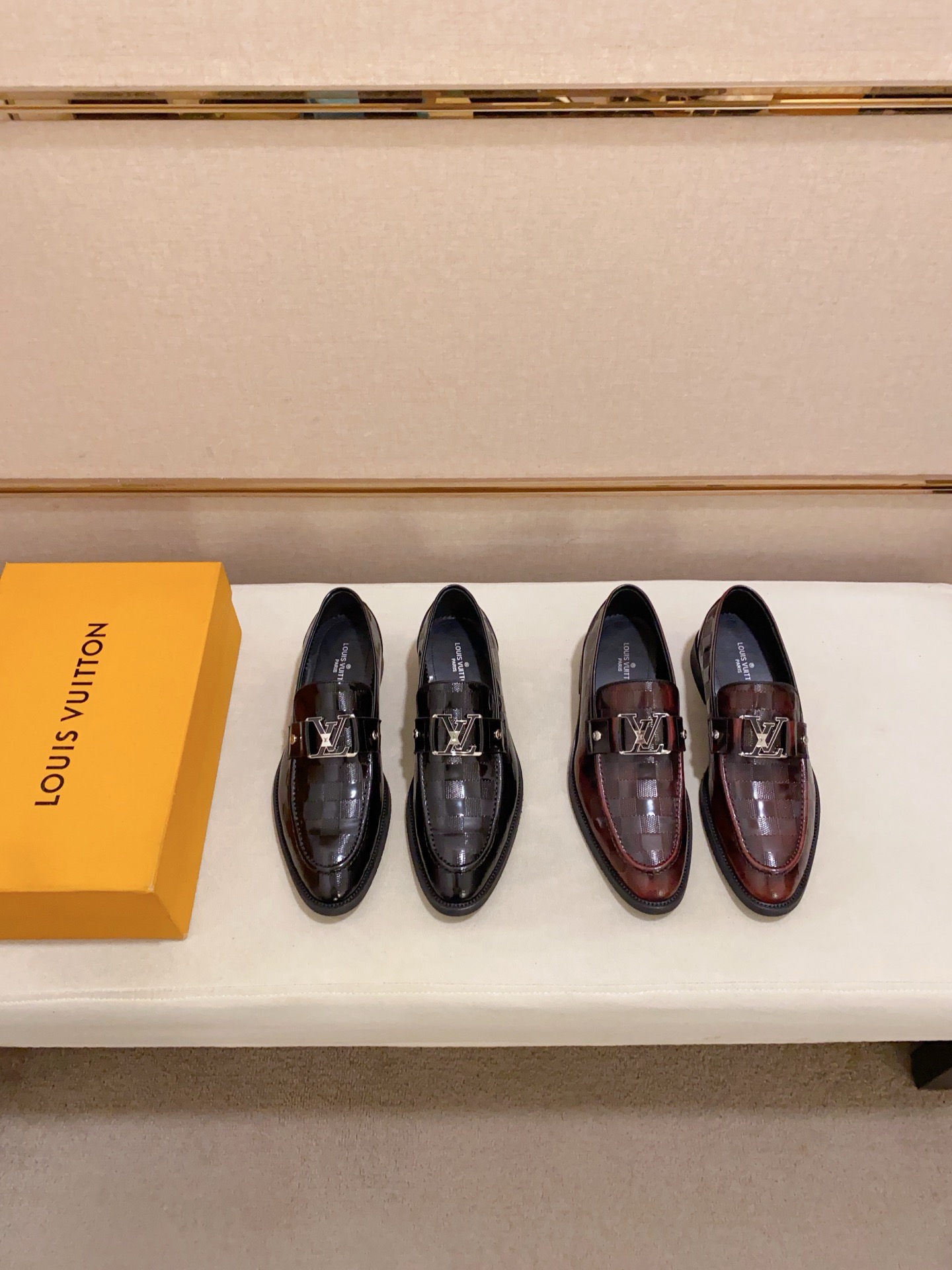 LOUIS VUITTON Men's Casual Leather Loafers With Metal Buckle 10 i1742110871444 4680 0 8