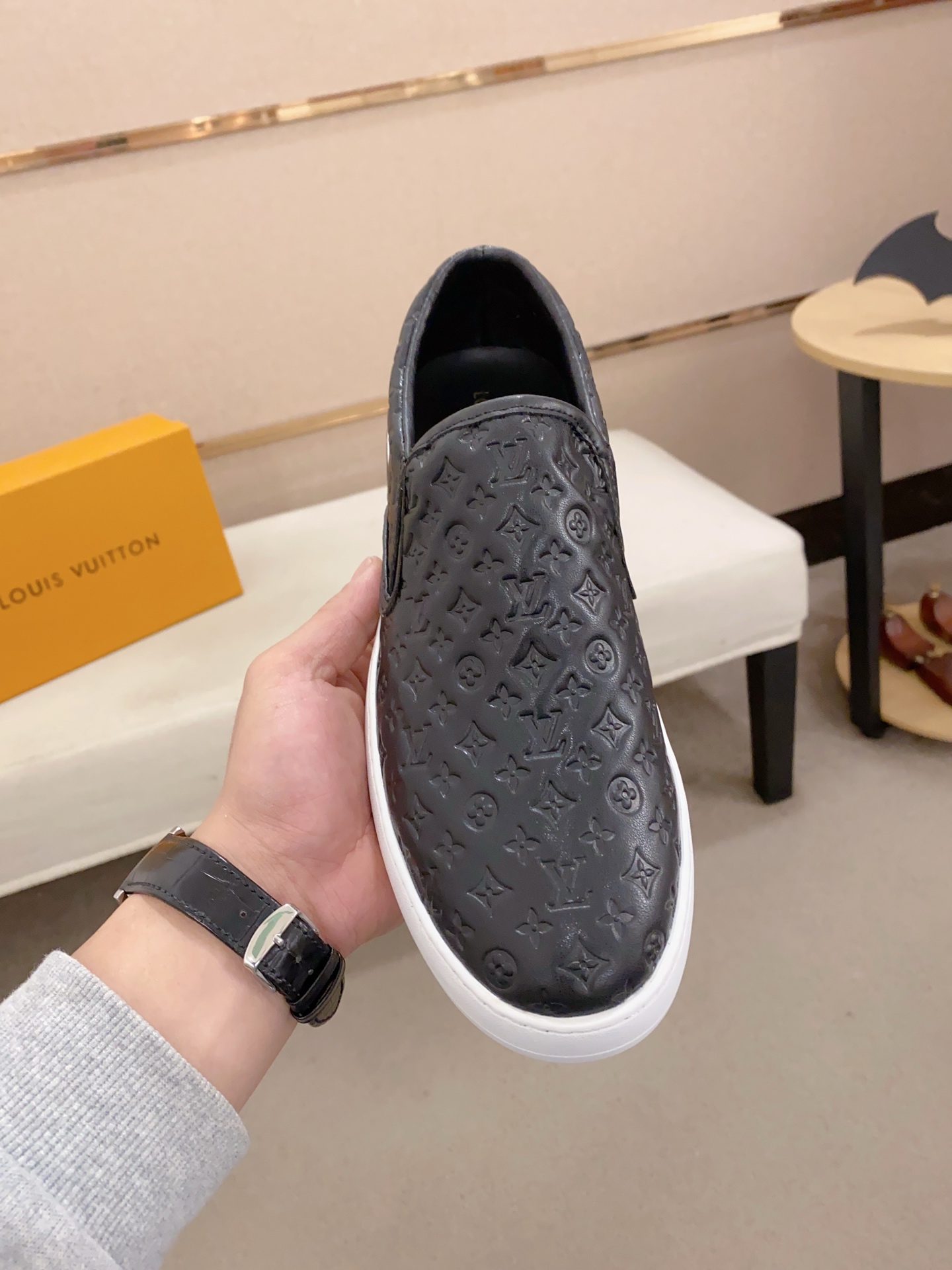 Louis Vuitton Monogram Embossed Leather Slip-On Sneakers, Size 38-44 3 i1742453734864 4409 0 1