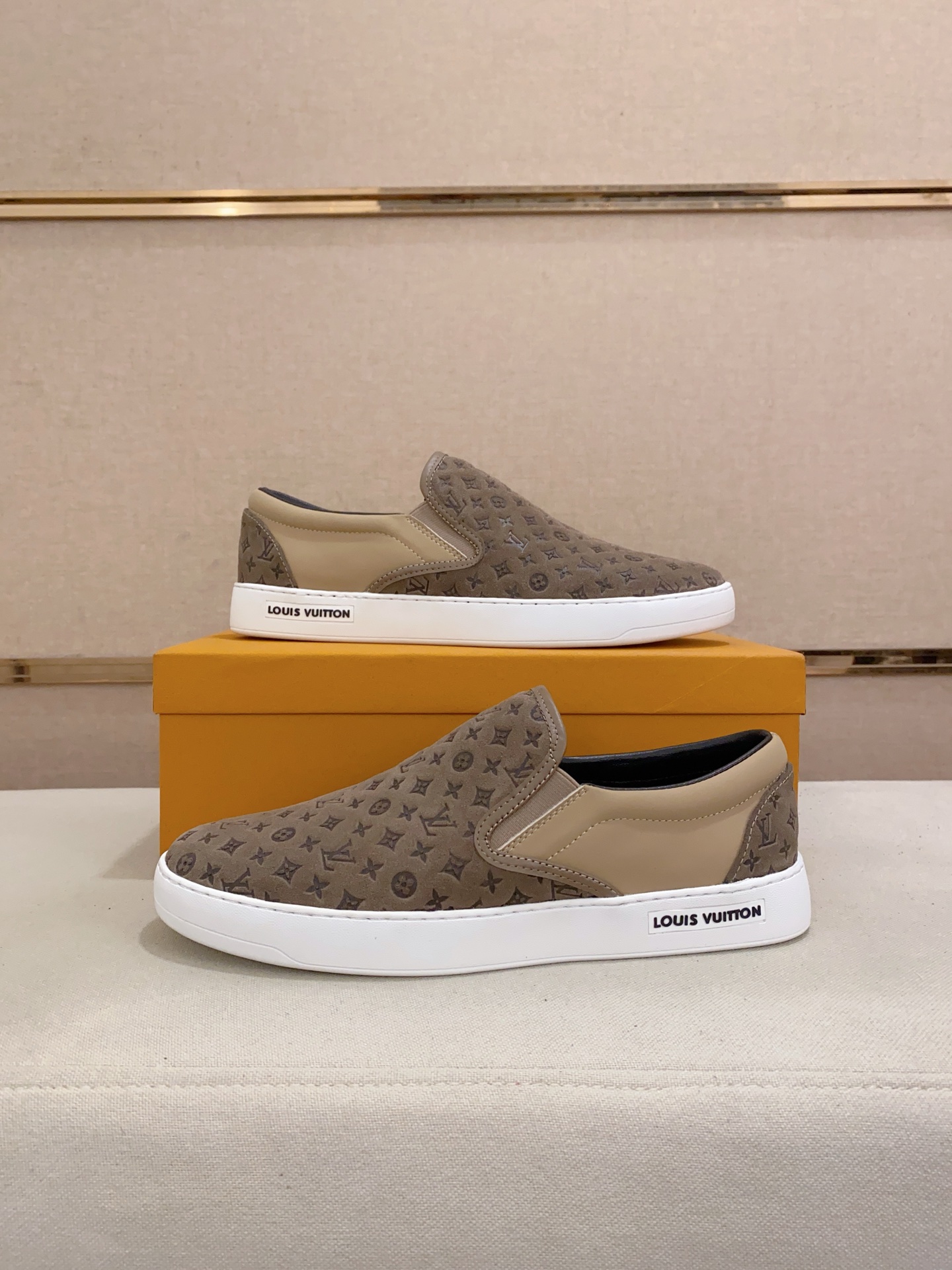 Louis Vuitton Men's Monogram Slip-On Sneaker,Size 38-44, Cowhide Leather Upper 8 i1742453785126 9479 0 6