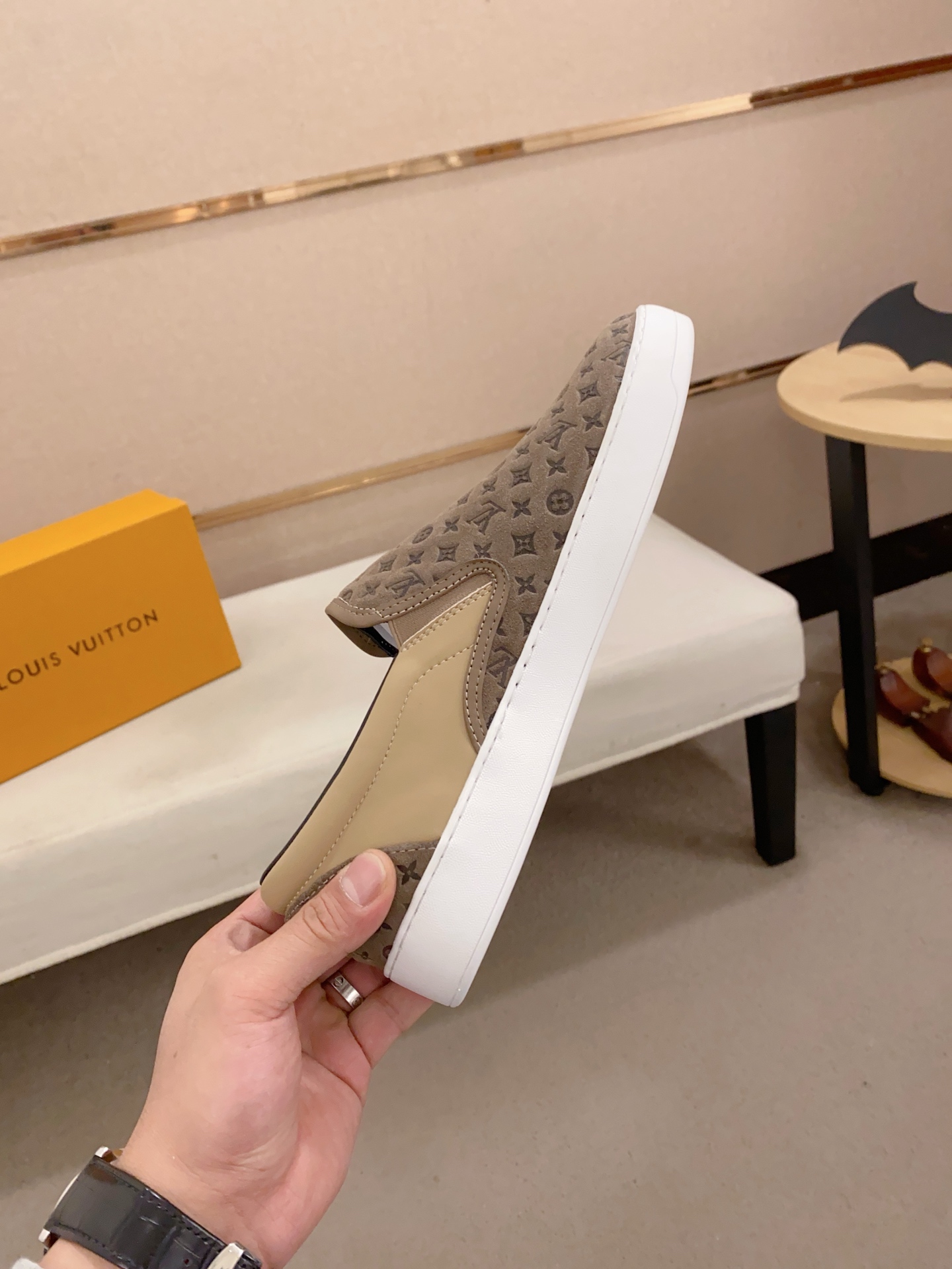 Louis Vuitton Men's Monogram Slip-On Sneaker,Size 38-44, Cowhide Leather Upper 6 i1742453785975 6328 0 3