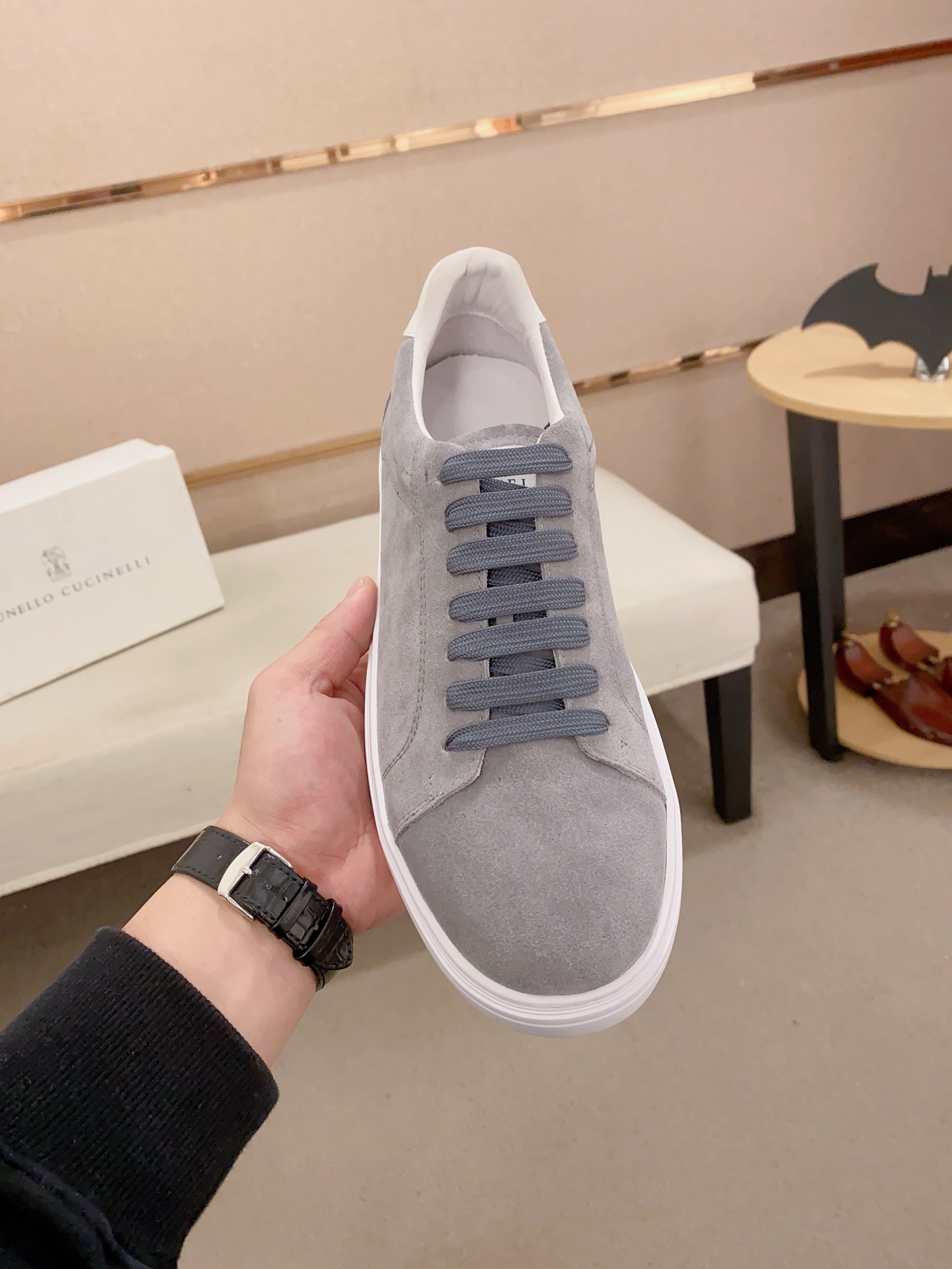 Brunello Cucinelli Men's Gray Suede Leather Casual Sneakers, Sizes 38-44 3 i1742455128684 2708 0 1