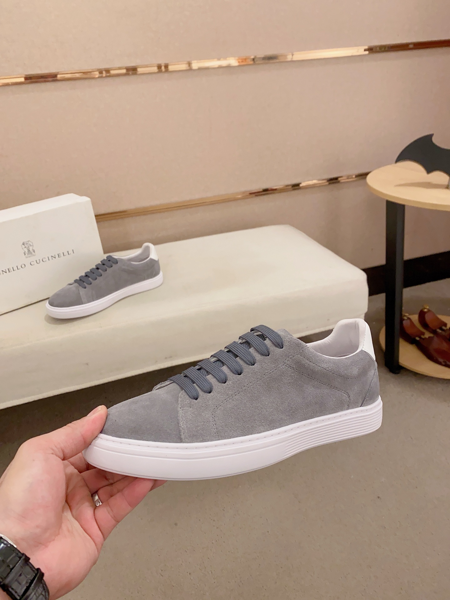 Brunello Cucinelli Men's Gray Suede Leather Casual Sneakers, Sizes 38-44 4 i1742455129856 4164 0 2