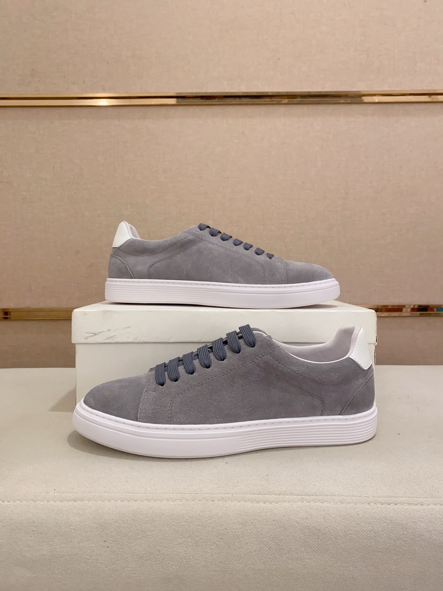 Brunello Cucinelli Men's Gray Suede Leather Casual Sneakers, Sizes 38-44 8 i1742455129899 8863 0 6