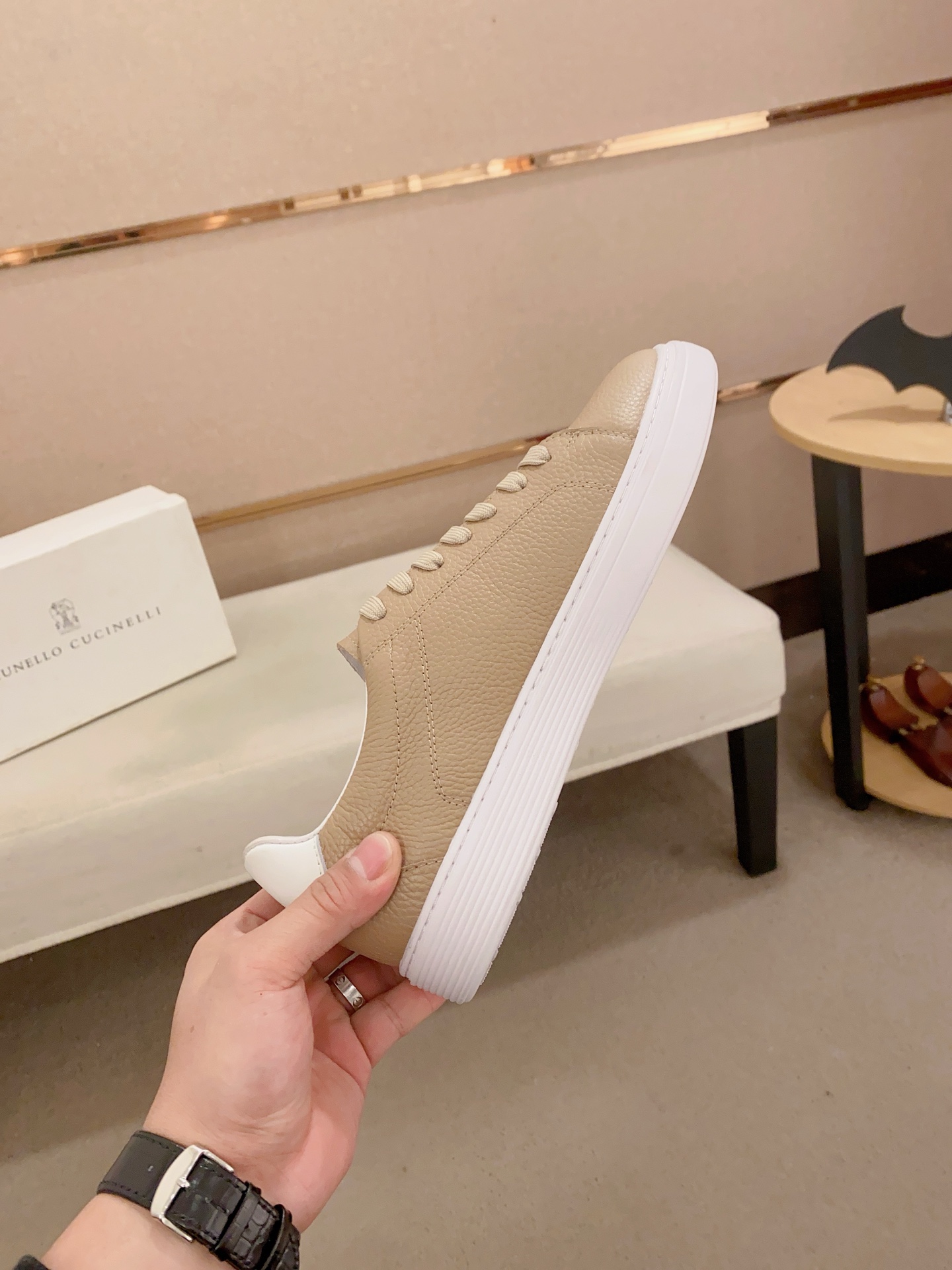 Brunello Cucinelli Men's Leather Low Top Sneakers, Tan. Size 38-44 6 i1742455197132 6221 0 4