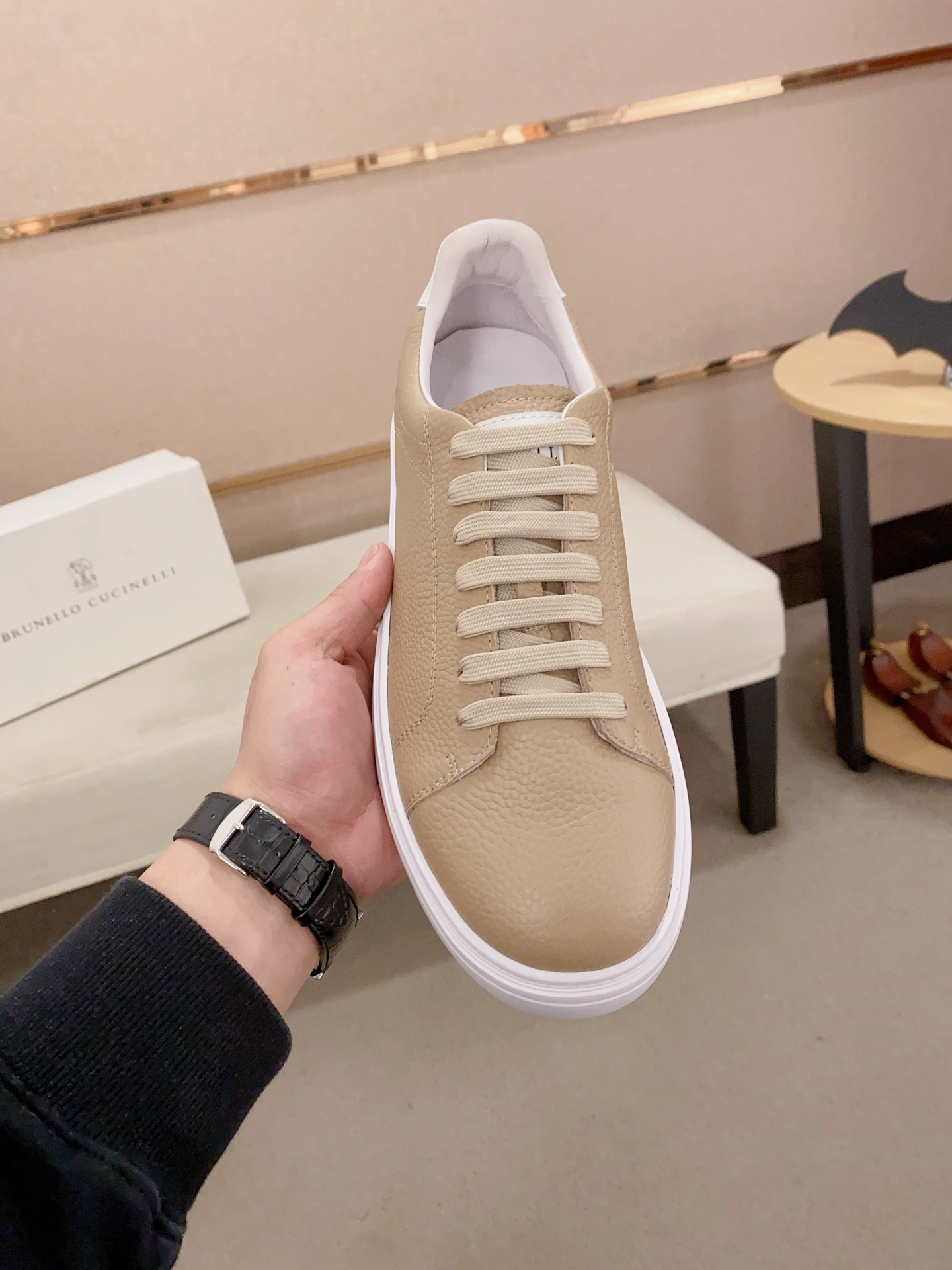 Brunello Cucinelli Men's Leather Low Top Sneakers, Tan. Size 38-44 3 i1742455198145 9957 0 1