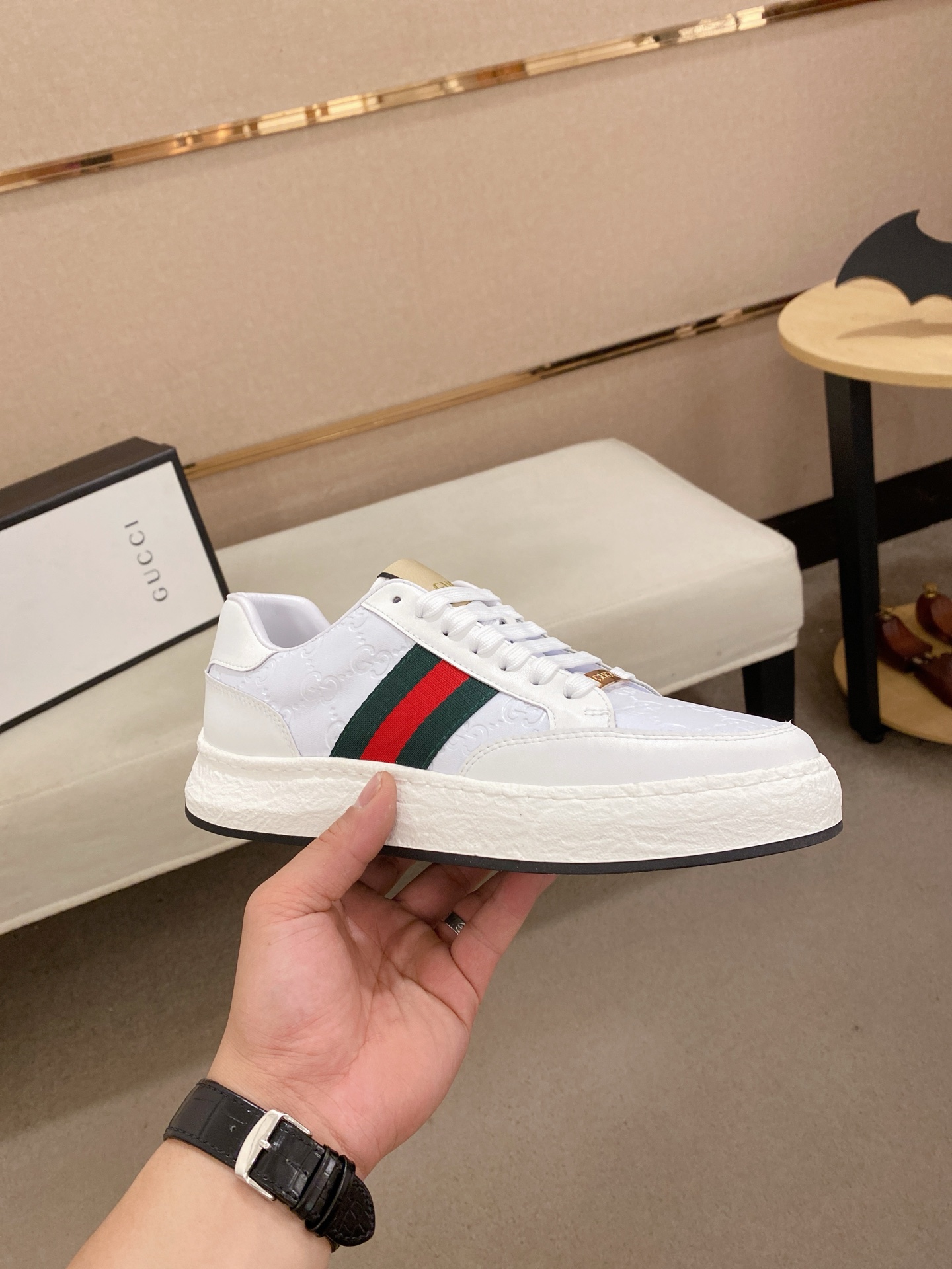 Gucci Men's Ace Leather Sneaker with Signature Web - Iconic Style 5 i1742626696959 8471 0 3