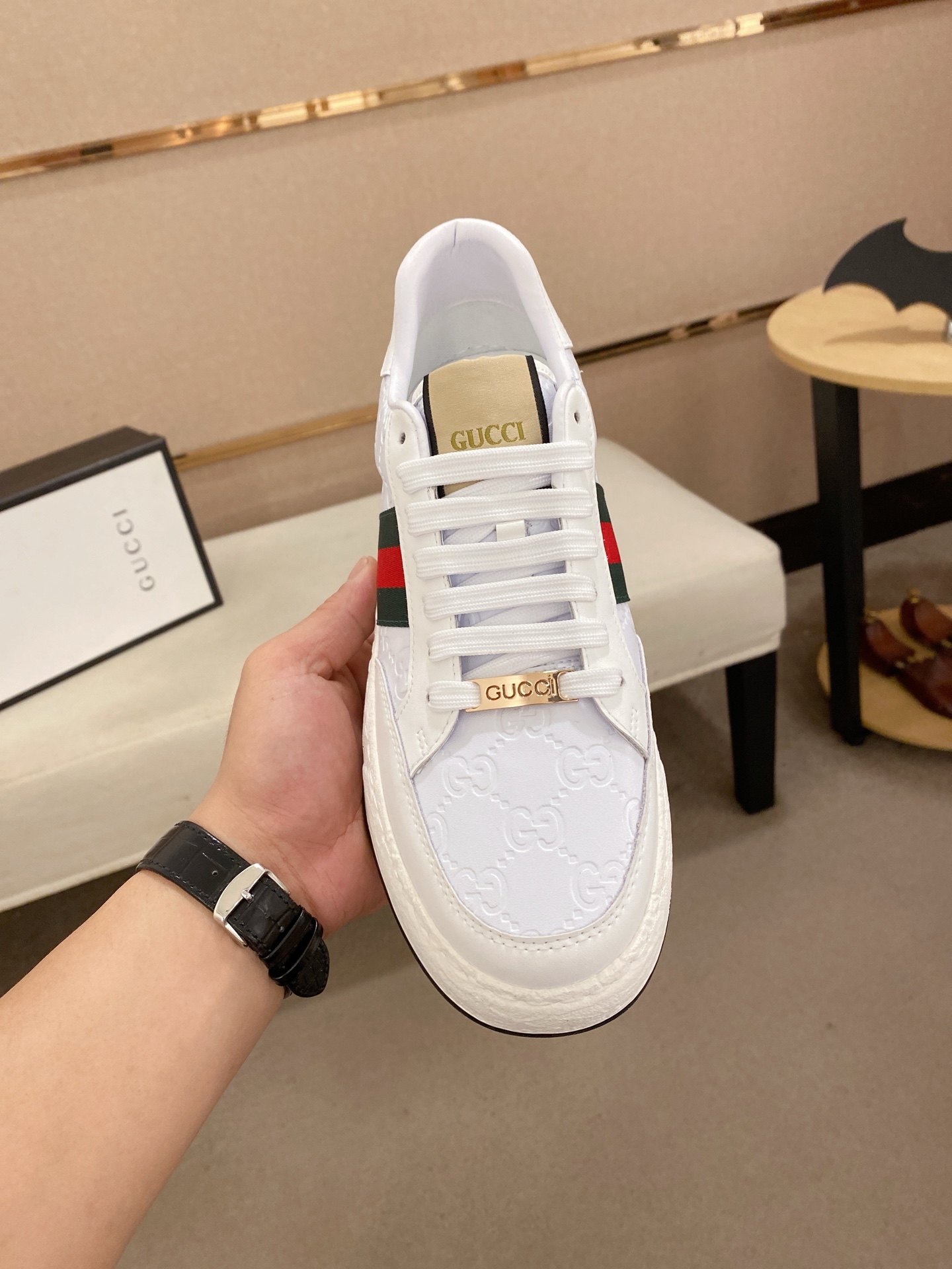 Gucci Men's Ace Leather Sneaker with Signature Web - Iconic Style 3 i1742626698124 2577 0 1