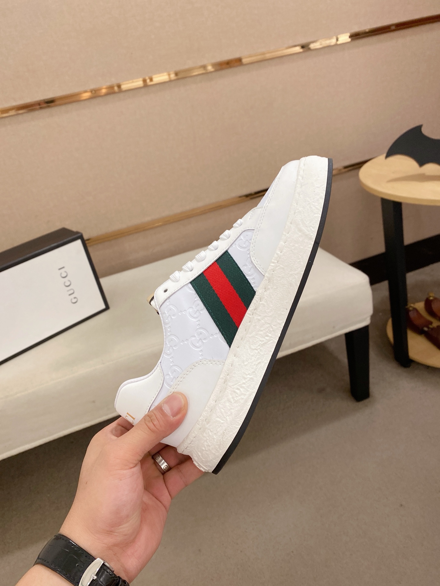 Gucci Men's Ace Leather Sneaker with Signature Web - Iconic Style 6 i1742626698186 5223 0 4