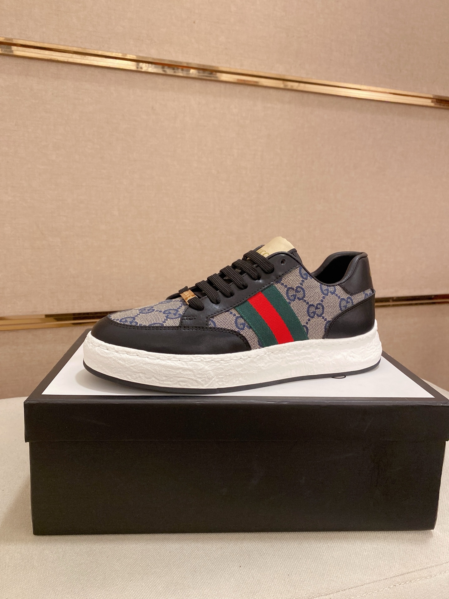 Gucci Men's Ace GG Supreme Sneaker with Web Stripe, Size 38-44
