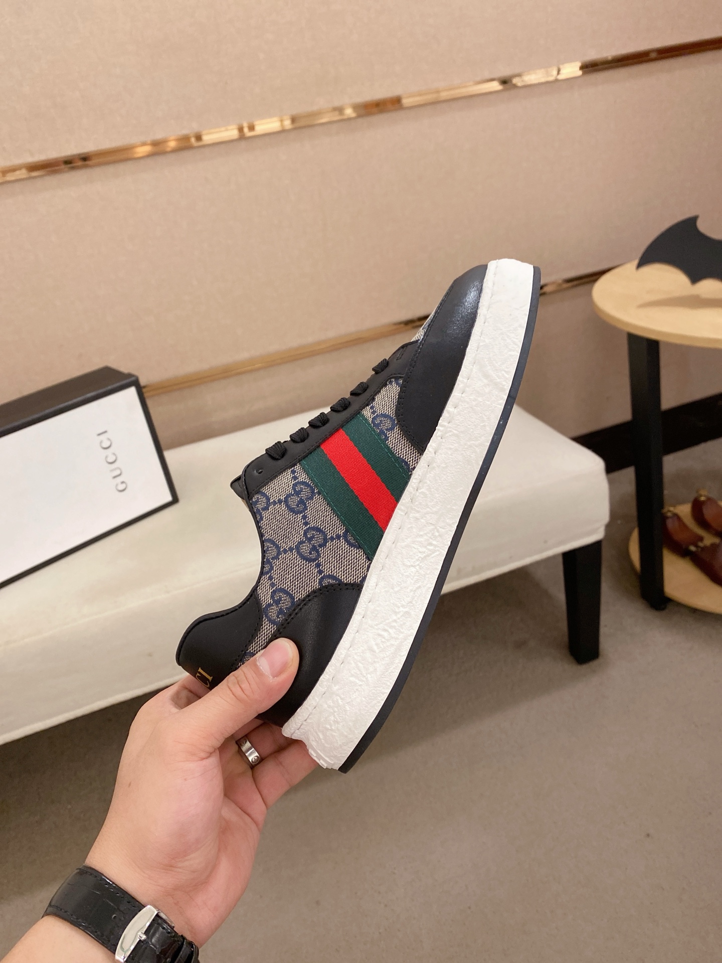 Gucci Men's Ace GG Supreme Sneaker with Web Stripe, Size 38-44 6 i1742626734794 3458 0 4