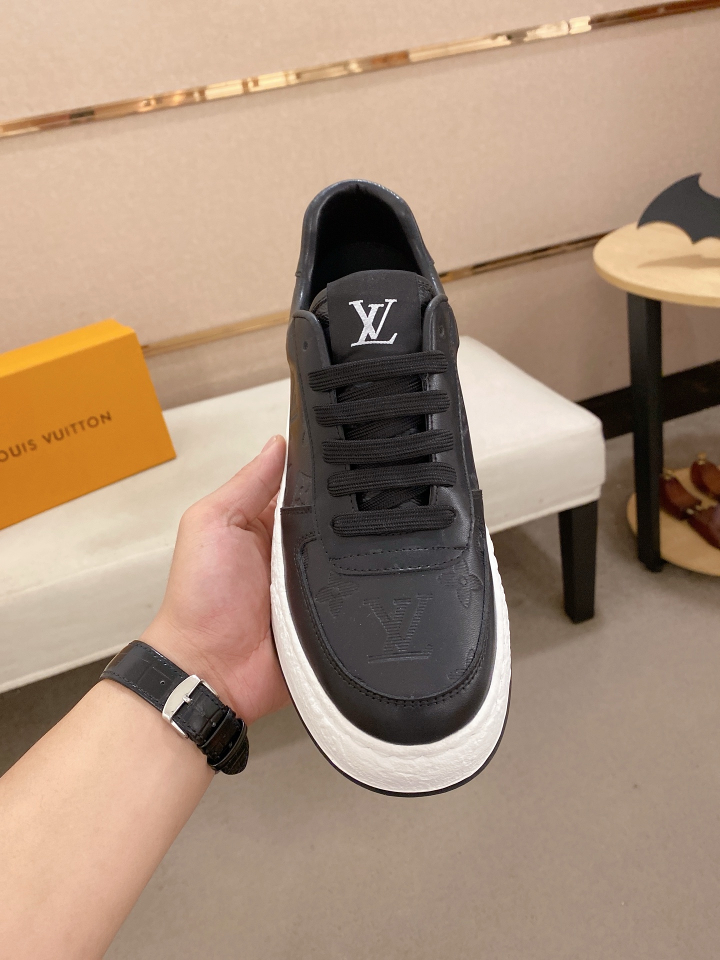 Louis Vuitton Black Leather Monogram Embossed Low-Top Sneakers Size 38-44 3 i1742626818832 8040 0 1