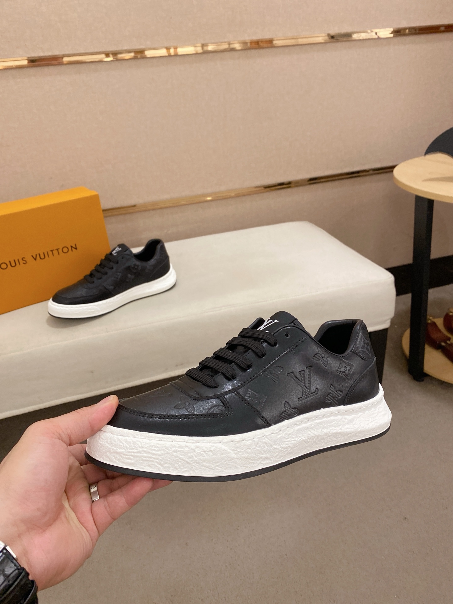 Louis Vuitton Black Leather Monogram Embossed Low-Top Sneakers Size 38-44 4 i1742626818852 3987 0 2