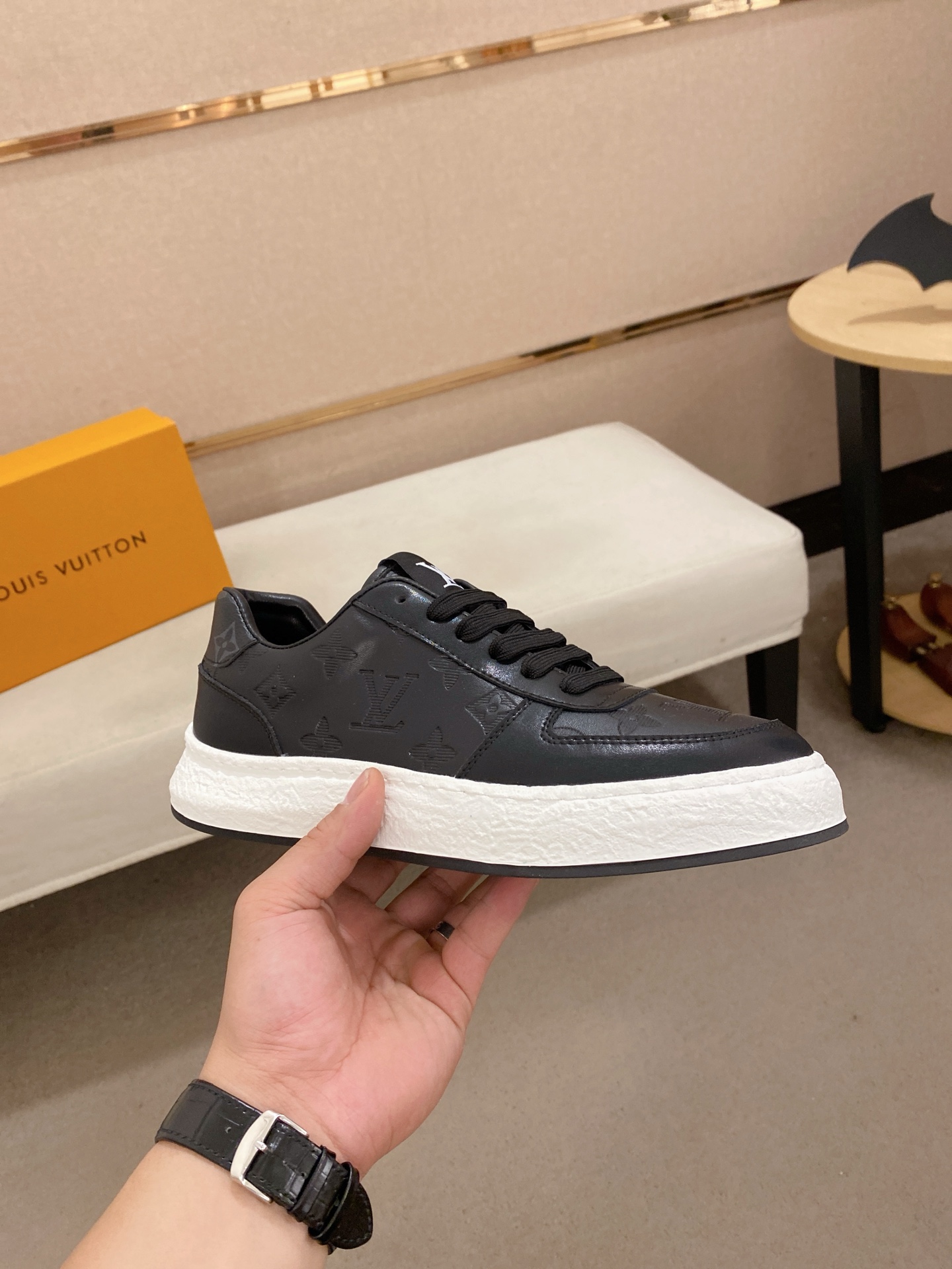Louis Vuitton Black Leather Monogram Embossed Low-Top Sneakers Size 38-44 5 i1742626820687 8797 0 3