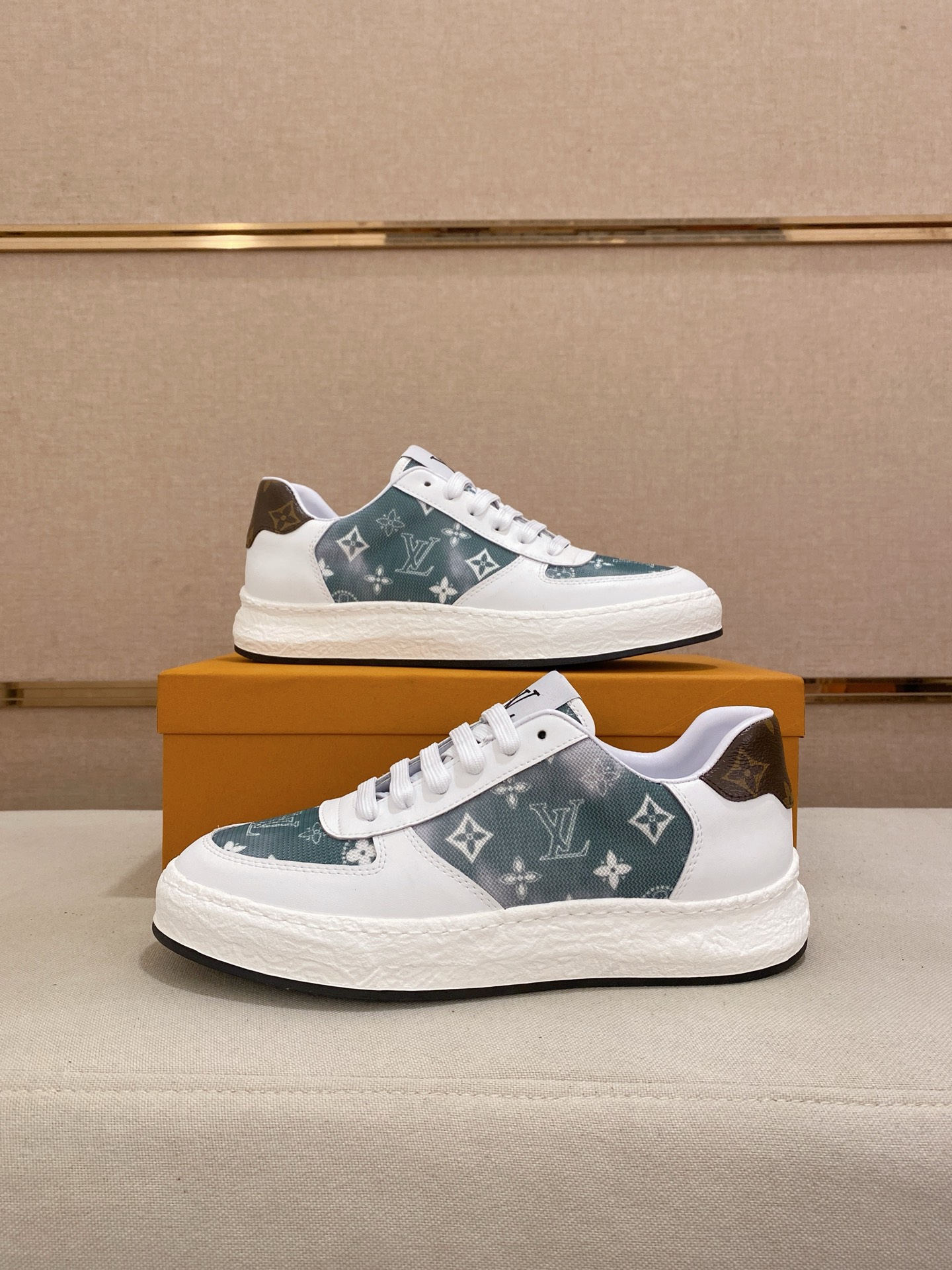 Louis Vuitton Men's White Leather and Monogram Low-Top Sneakers, Size 38-44 8 i1742627069199 7192 0 6