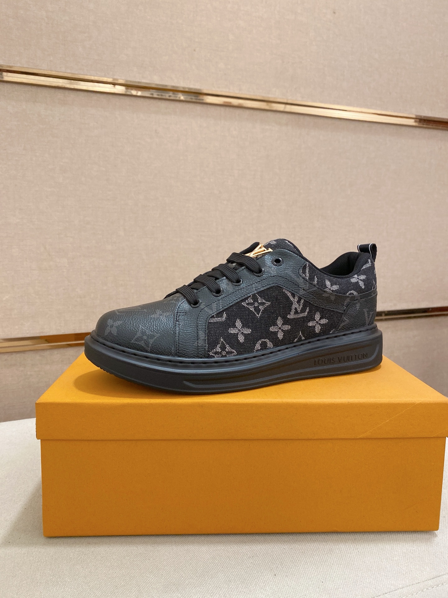 Louis Vuitton Men's Black Leather Sneakers with Monogram, Size 38-44 2 i1742627297194 3197 0 0