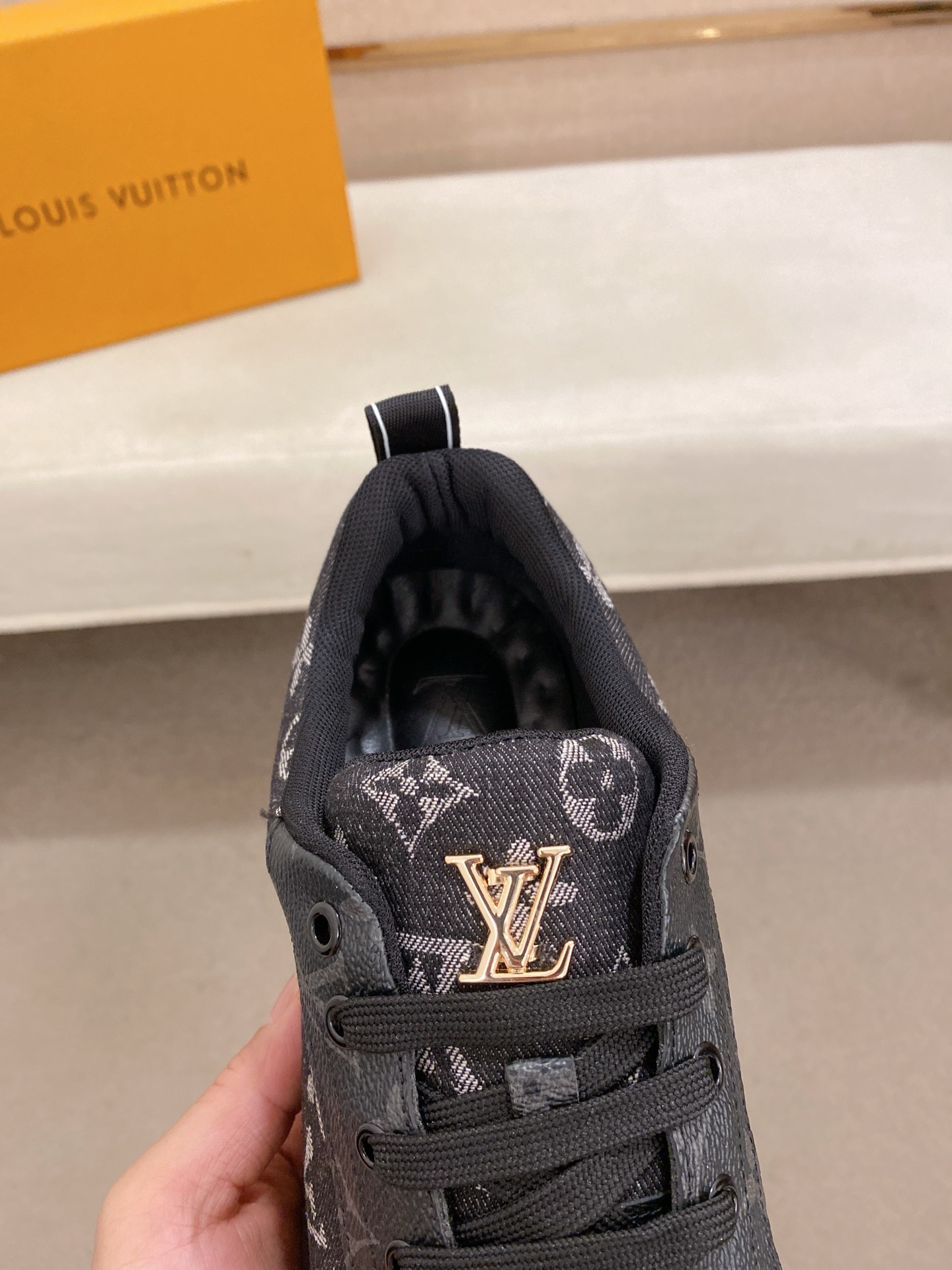 Louis Vuitton Men's Black Leather Sneakers with Monogram, Size 38-44 7 i1742627297223 5429 0 4