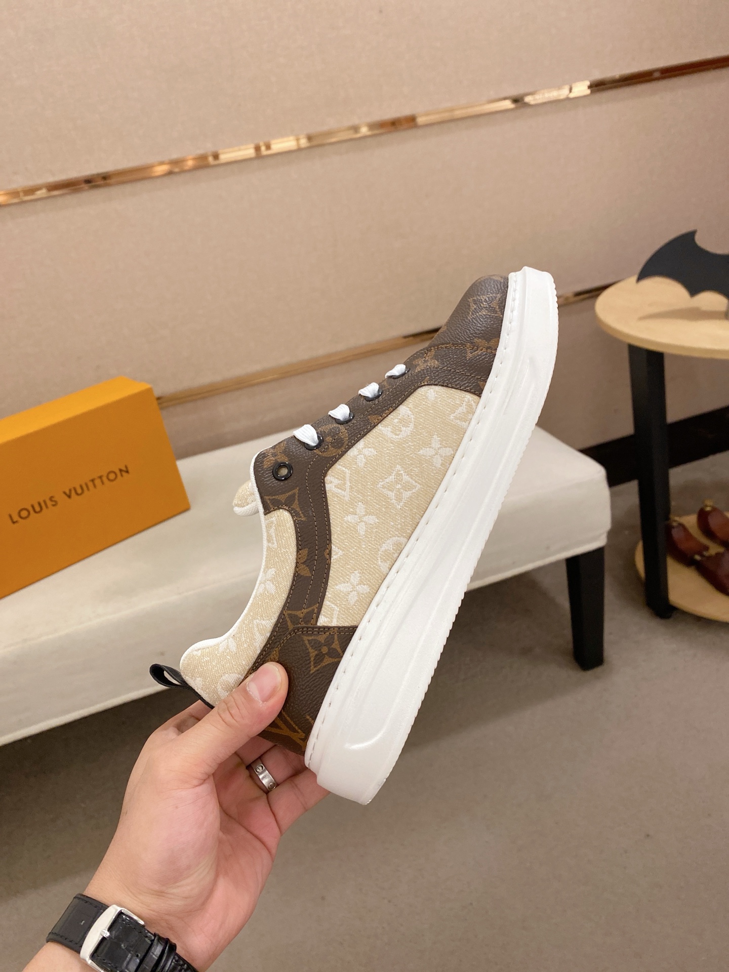 Louis Vuitton Men's Leather Casual Sneakers Brown Monogram Size 38-44 6 i1742627366861 7676 0 4