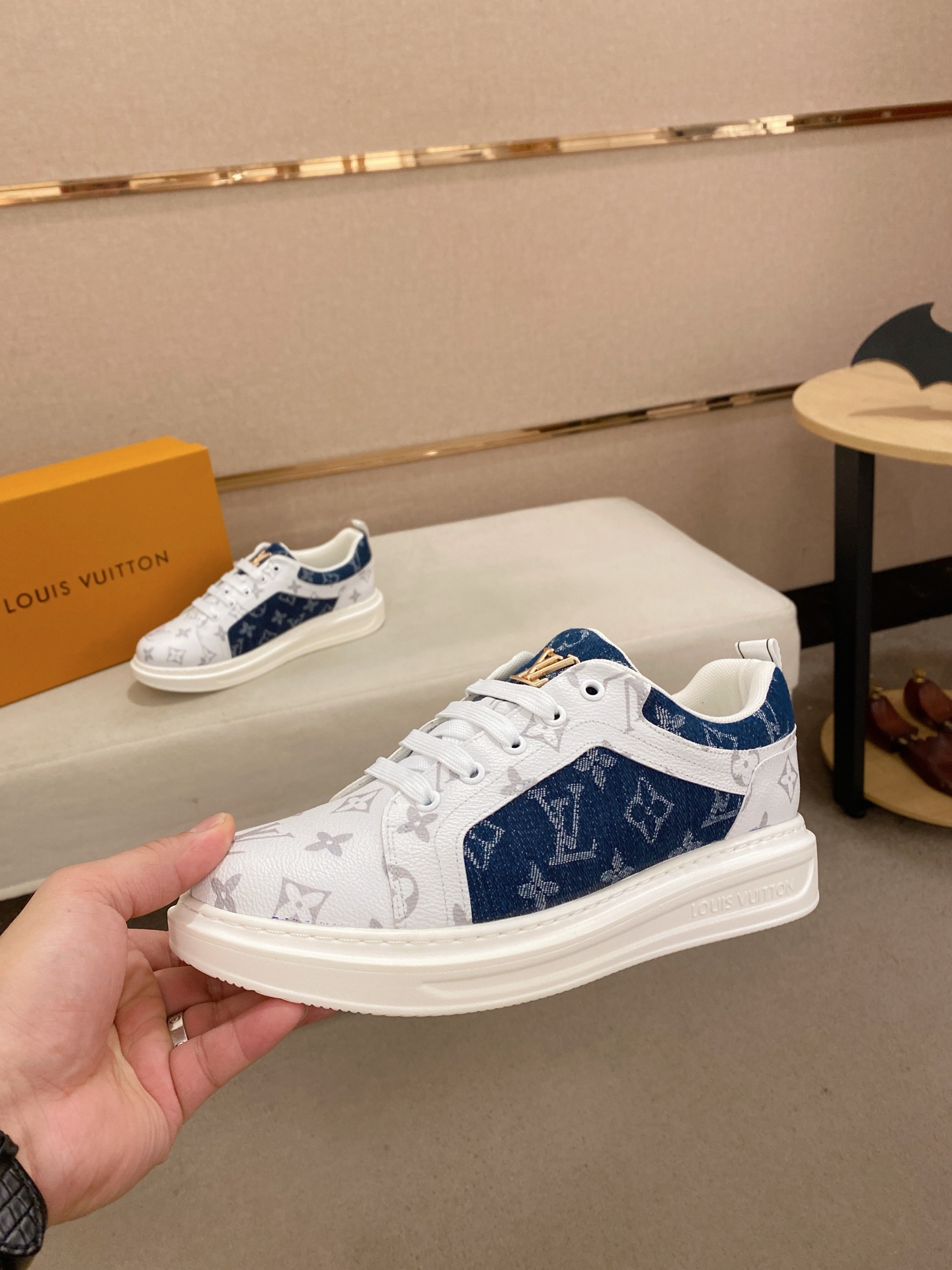 Louis Vuitton Monogram Denim Sneaker: Italian Leather, Lambskin Lining, Sizes 38-44 4 i1742627402297 9633 0 2