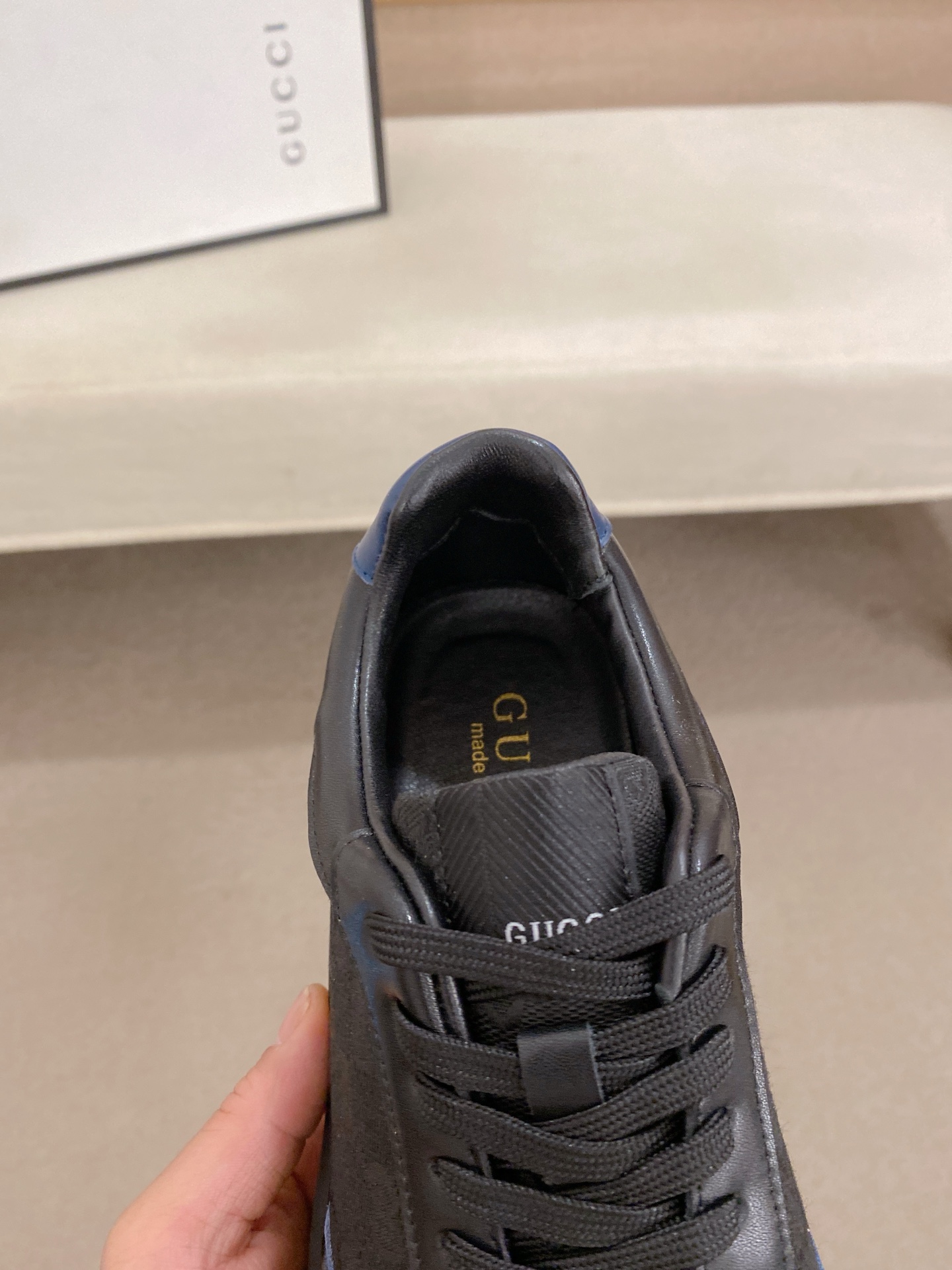 Gucci Men's Leather and Fabric Sneakers in Black and Blue, Sizes 38-44 7 i1742627586329 1100 0 5