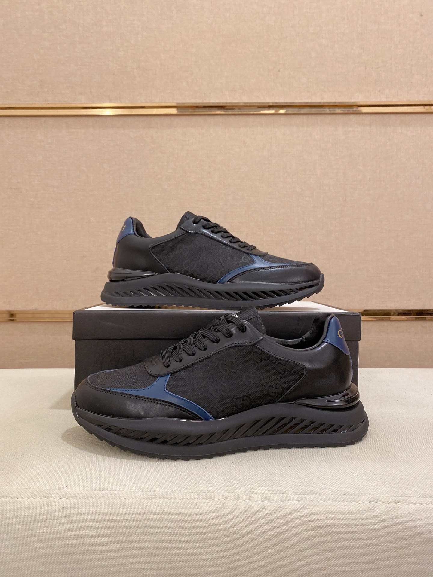 Gucci Men's Leather and Fabric Sneakers in Black and Blue, Sizes 38-44 8 i1742627591046 8163 0 9