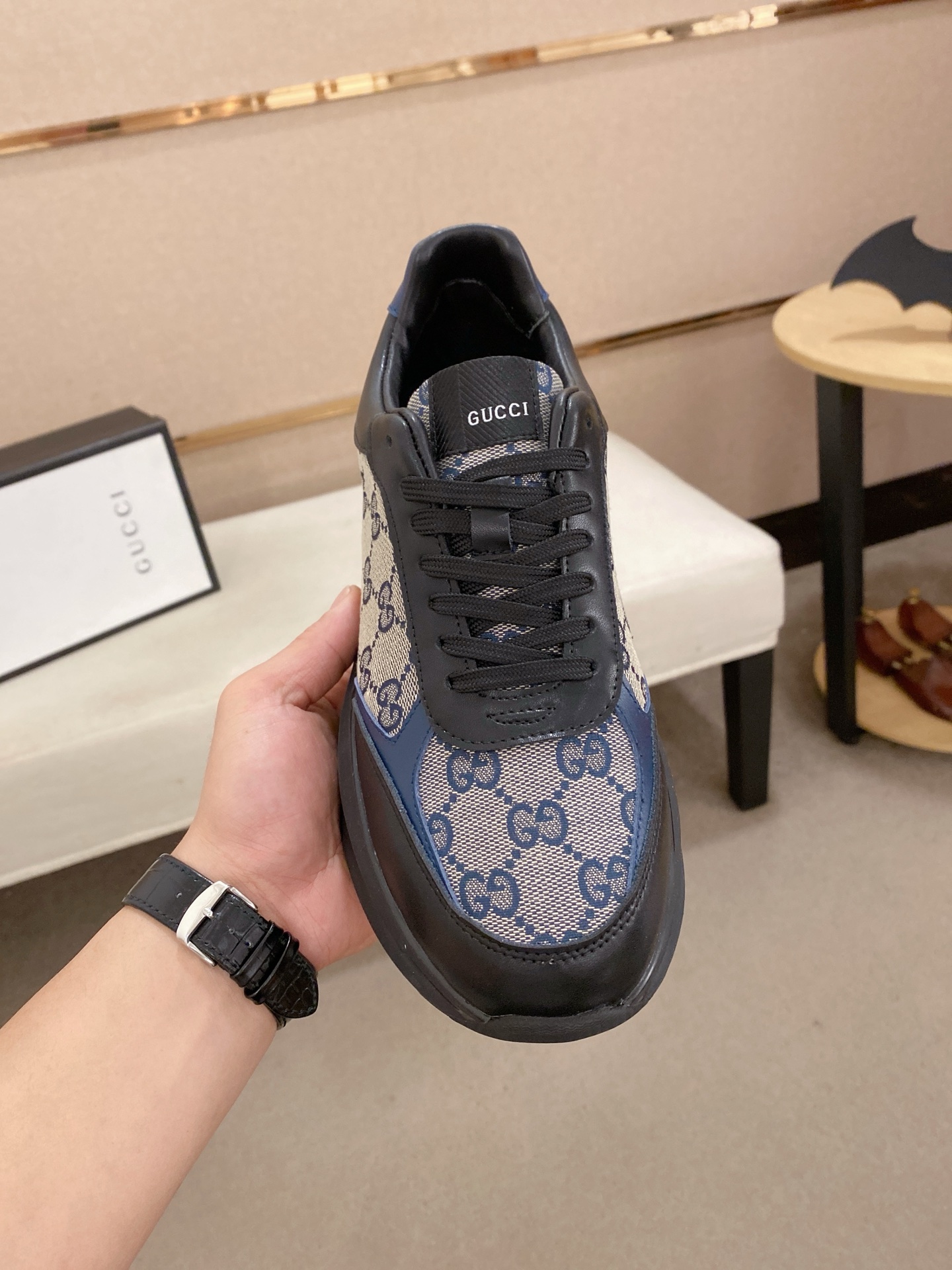 Gucci Men's Leather Sneakers with GG Canvas, Italian Craftsmanship, Sizes 38-44 3 i1742627624580 1253 0 1