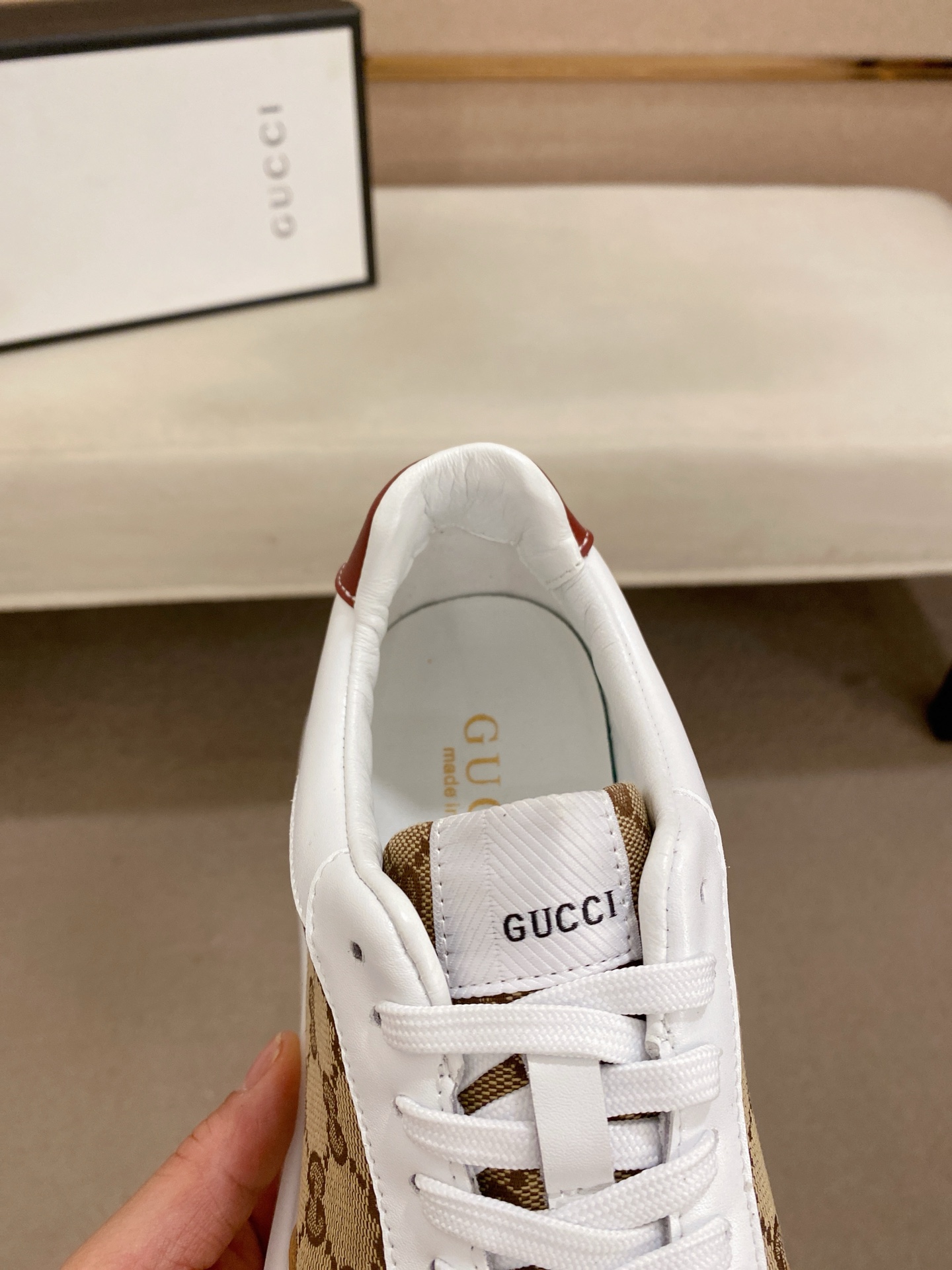 Gucci Men's Leather and Monogram Sneakers in White and Brown, Size 38-44 7 i1742627648440 1348 0 5