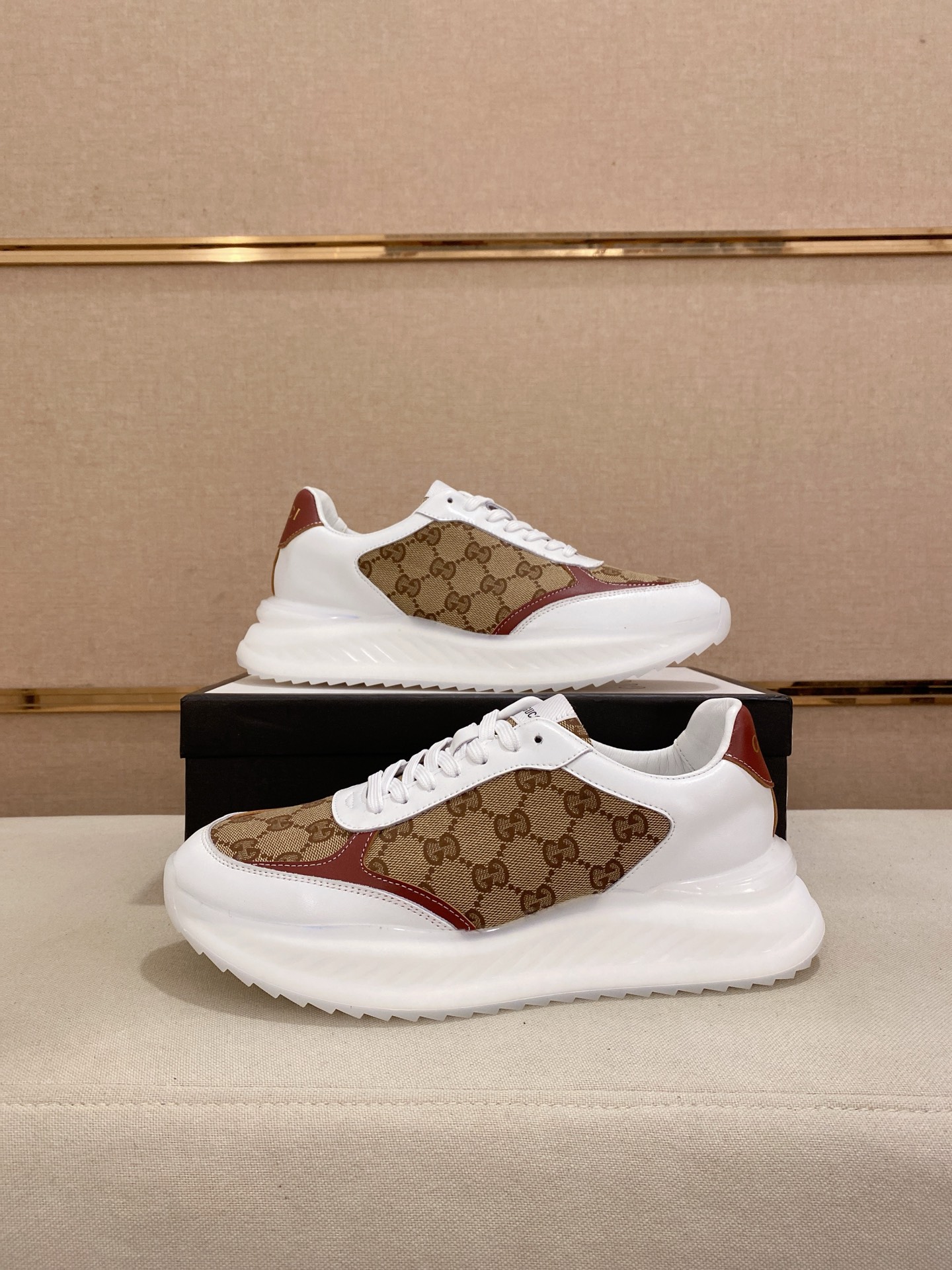 Gucci Men's Leather and Monogram Sneakers in White and Brown, Size 38-44 8 i1742627649700 415 0 6