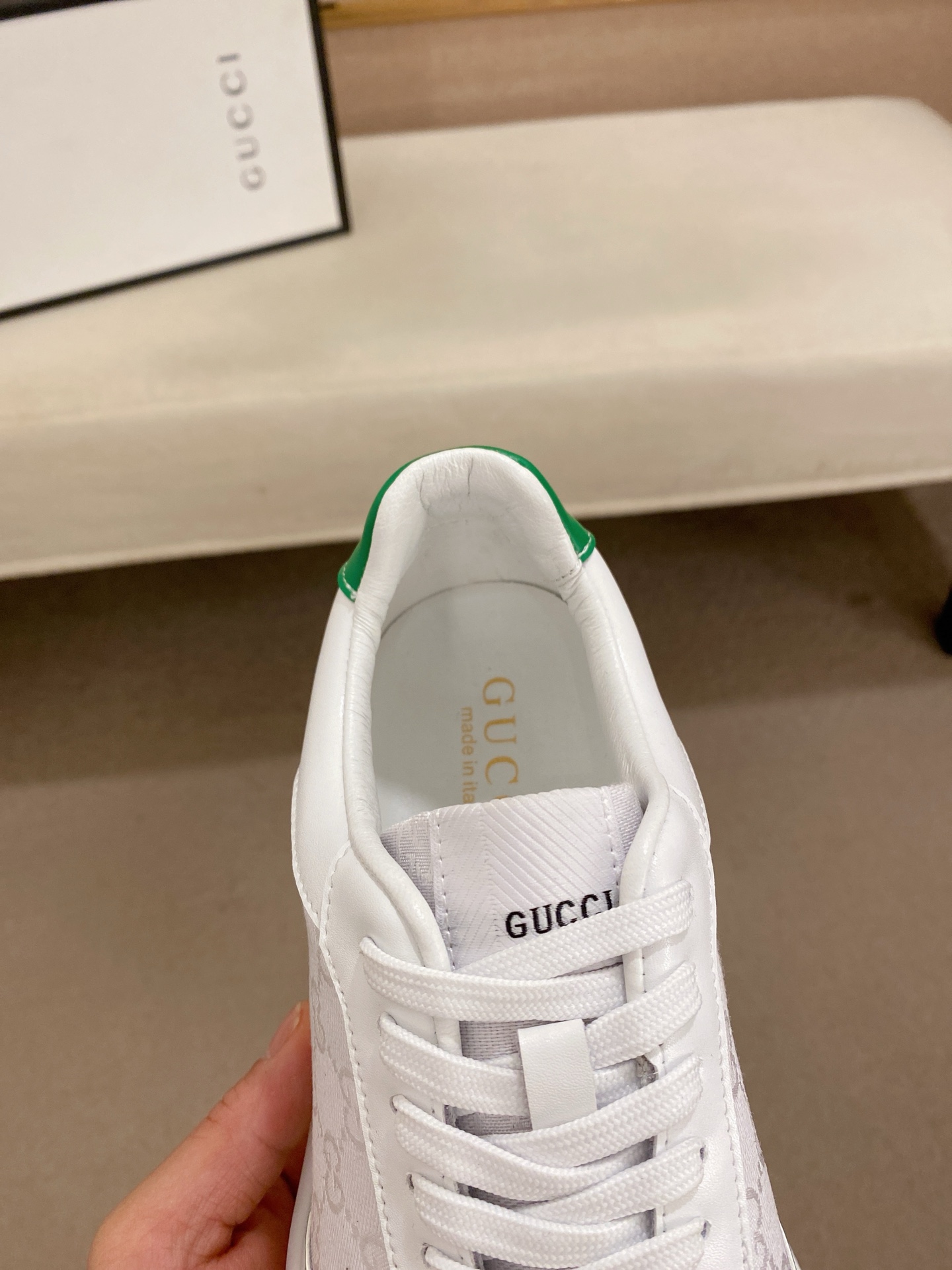 Gucci Men's Ace Sneaker Italian Leather White/Green Size 38-44 7 i1742627676314 5198 0 5